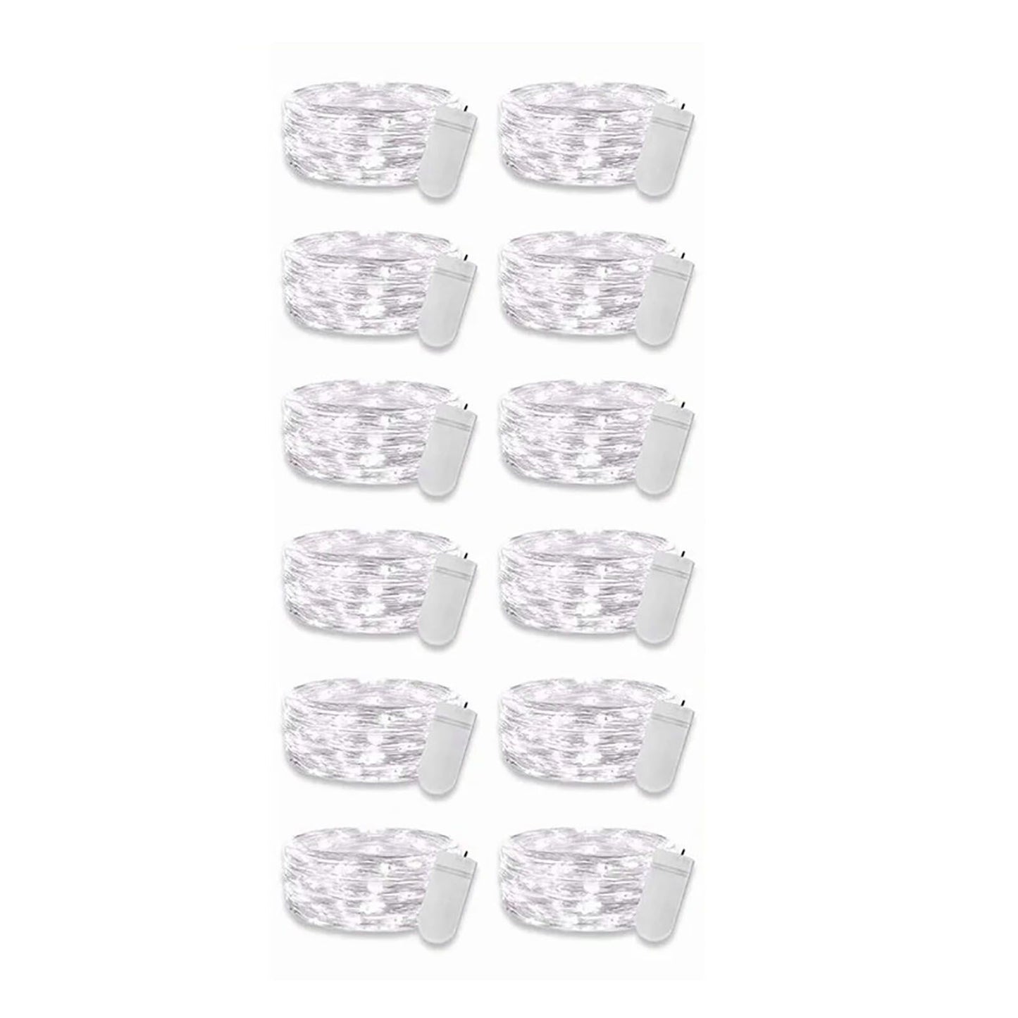 12PCS 0.03W Button String Lights Cold White Light 20 LED 3V Flexible IP65 Waterproof for Wedding Party Bedroom