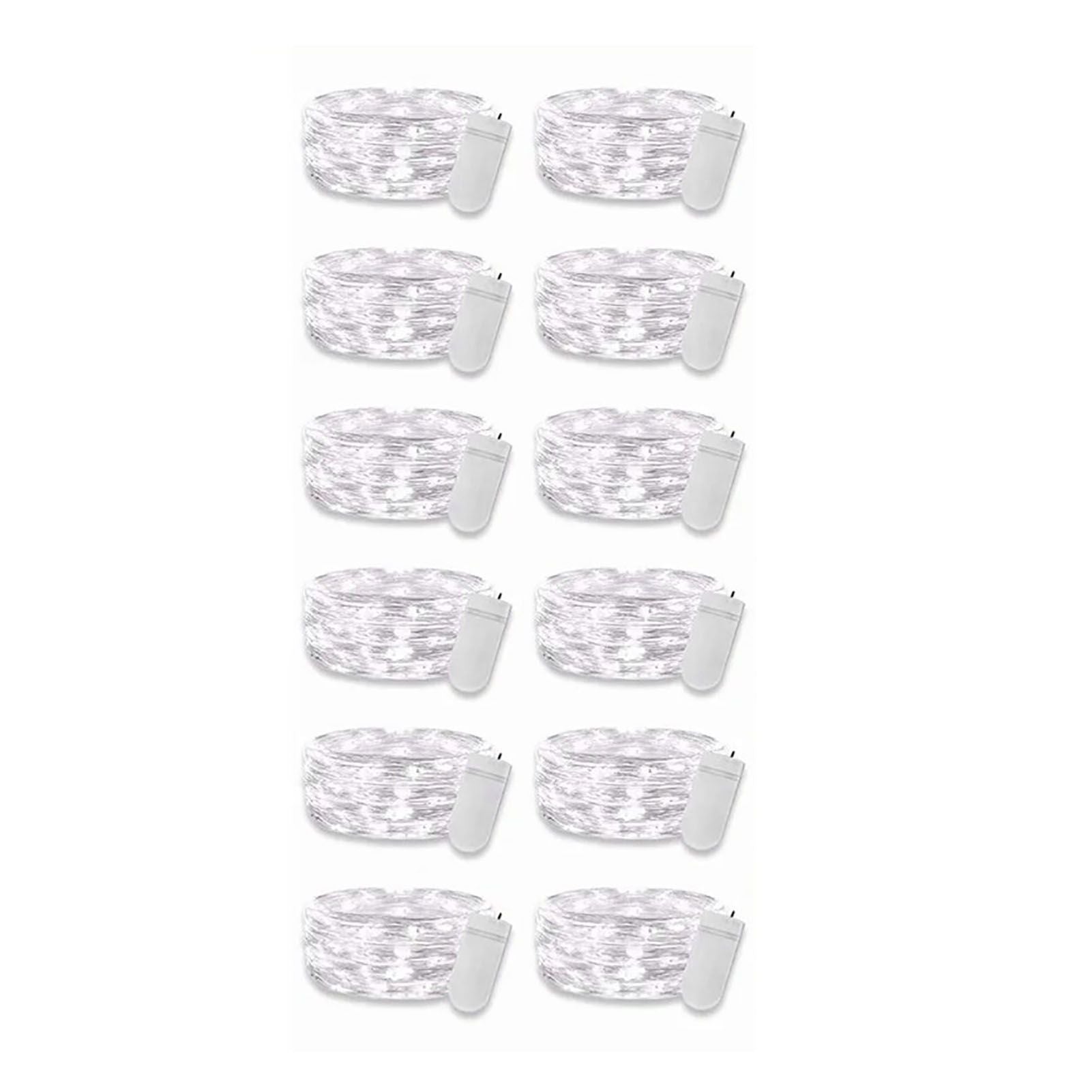 12PCS 0.03W Button String Lights Cold White Light 20 LED 3V Flexible IP65 Waterproof for Wedding Party Bedroom