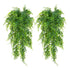 2pcs Artificial Hanging Plants Fern Plastic Green Fake Wall Hanging Ferns Plants for Garden Wedding Decoration