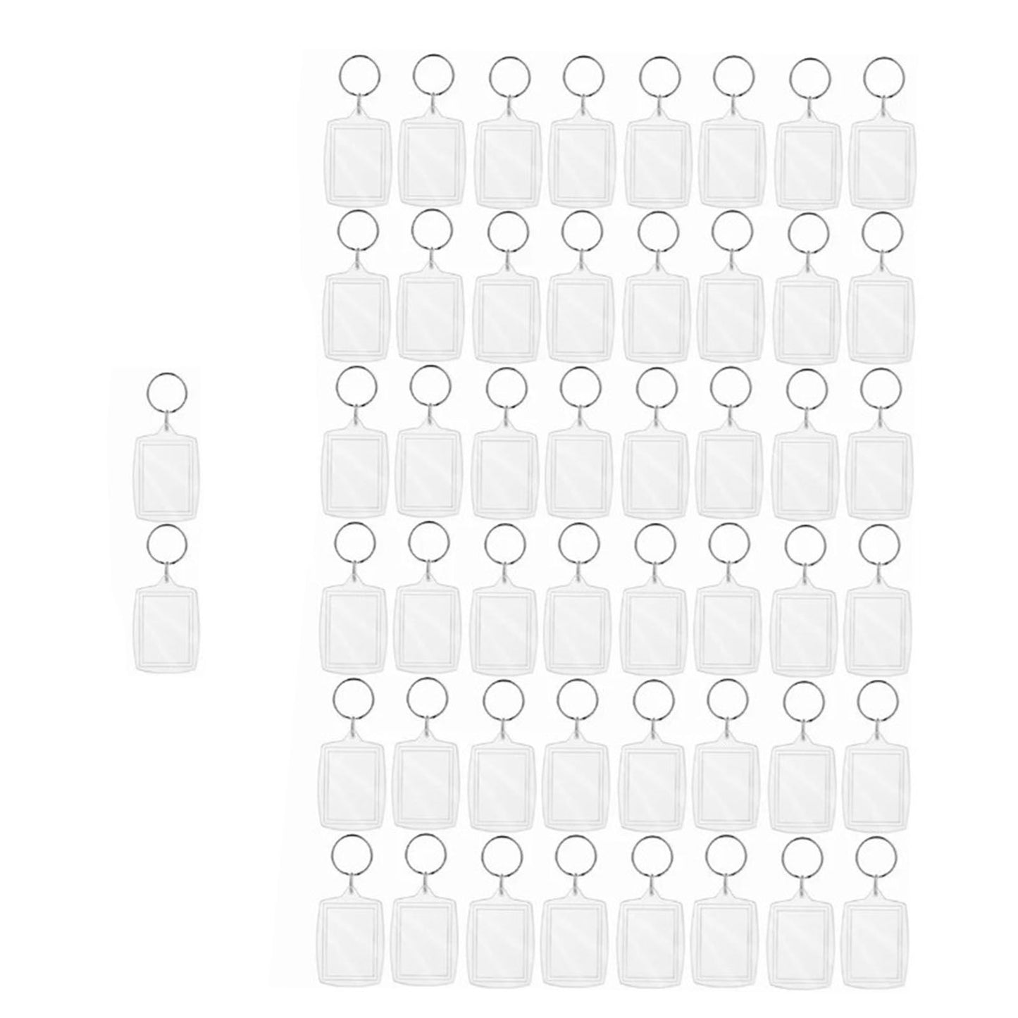 50Pcs Photo Insert Keychain Acrylic Blank Transparent Photo Picture Frame Keyring