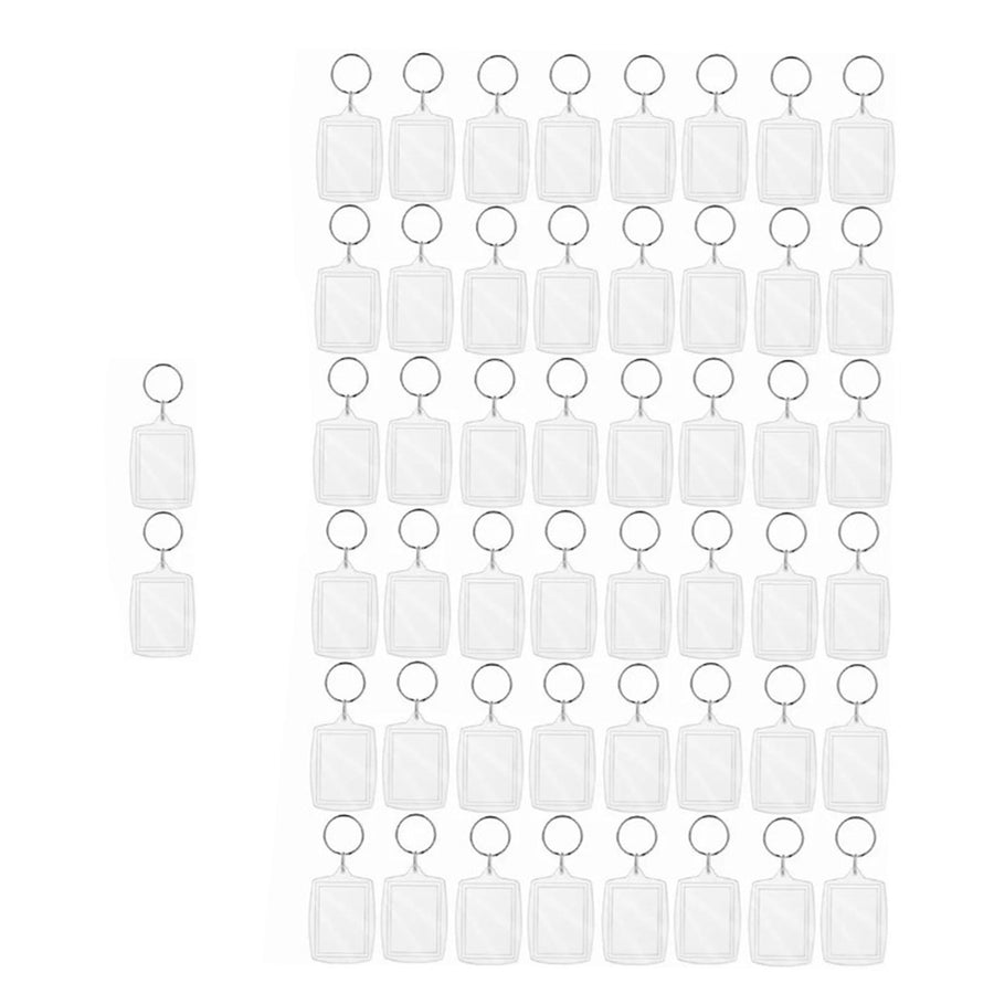 50Pcs Photo Insert Keychain Acrylic Blank Transparent Photo Picture Frame Keyring