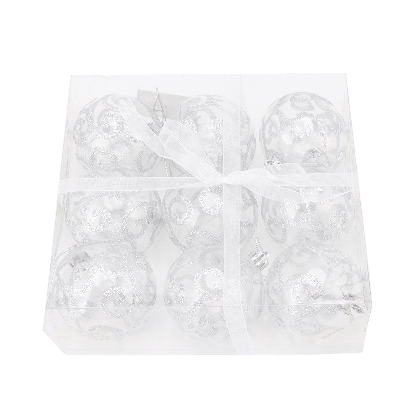 9Pcs Christmas Ball Ornaments Exquisite Plastic Shatterproof Hanging Christmas Tree Ornaments for Home Silver