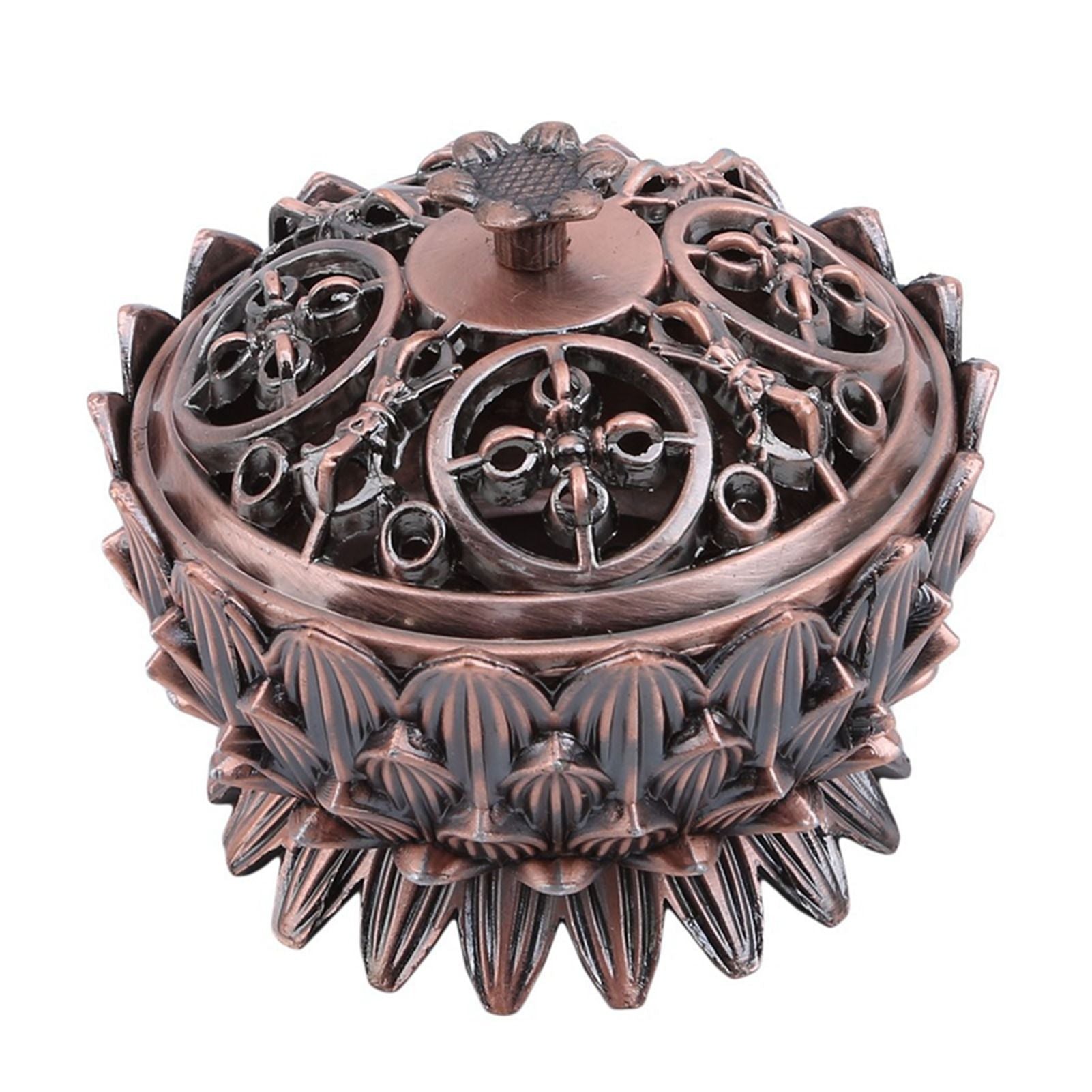 Lotus Incense Burner Zinc Alloy Cone Incense Holder Burner Small Incense Holder Ornaments for Home Decoration Brown