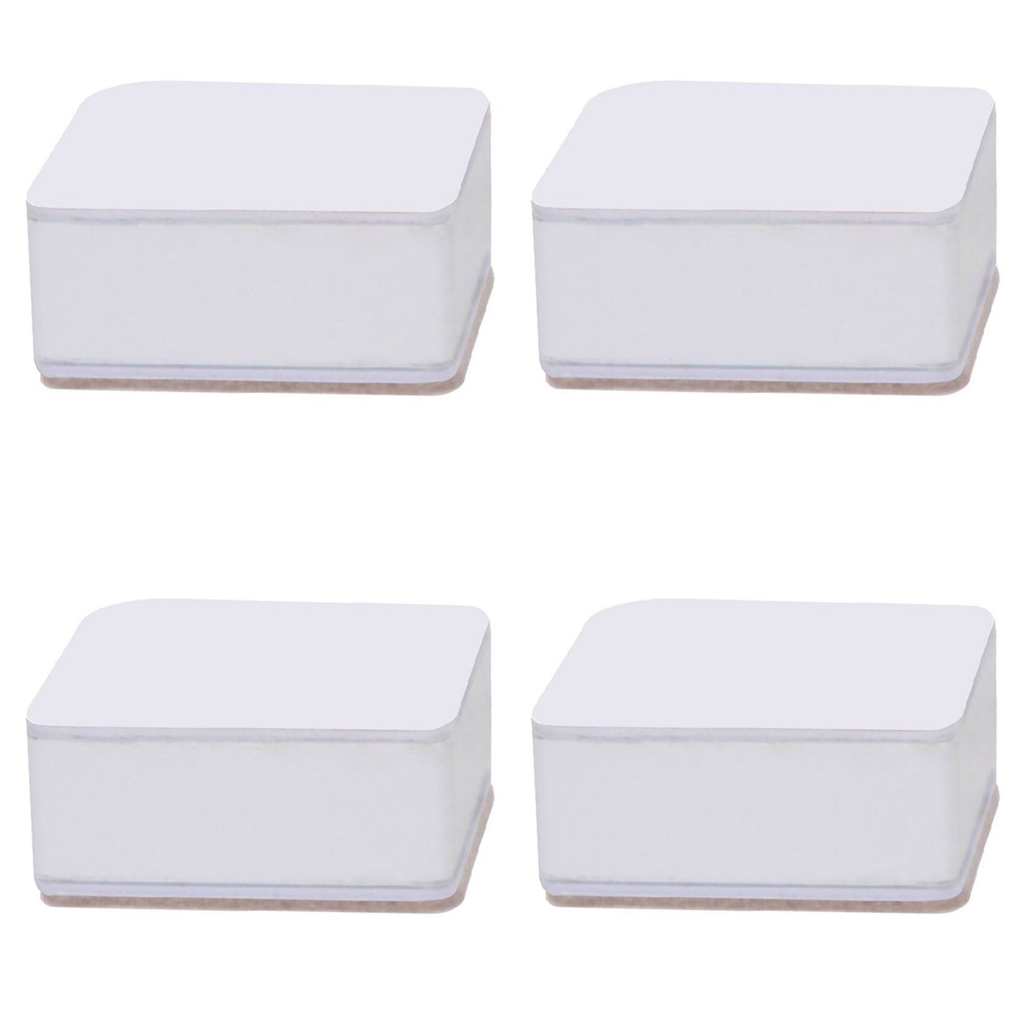 Carbon Steel Furniture Risers Self Adhesive Furniture Lift Anti Slip Low Noise Bed Lifter with Felt Pad for Sofa Couch White