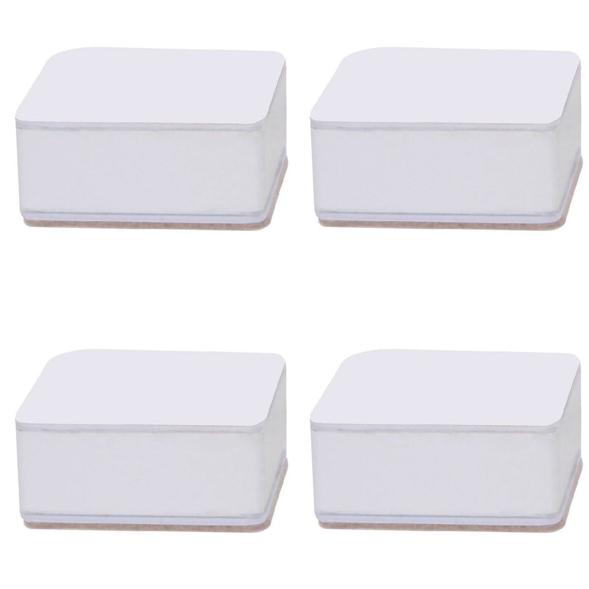 Carbon Steel Furniture Risers Self Adhesive Furniture Lift Anti Slip Low Noise Bed Lifter with Felt Pad for Sofa Couch White