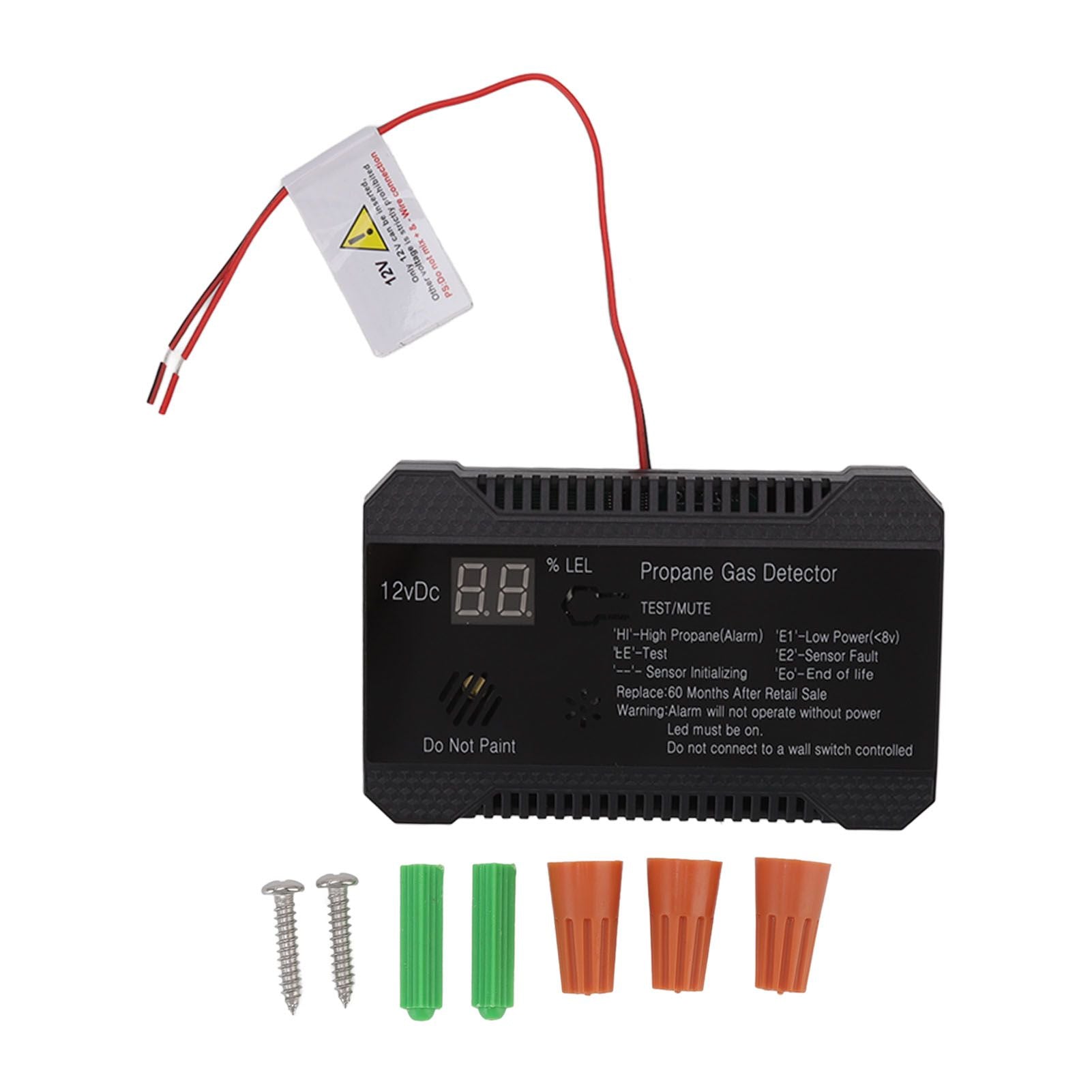 RV Propane Gas Detector 85dB Loudly Sound Alarms RV Propane Alarm with UL Certified Sensor Black