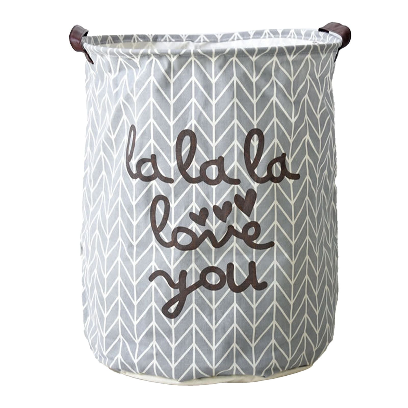 Laundry Basket Cotton Linen Foldable Round Dirty Clothes Storage Bag Folding Laundry Hamper for Home Dormitory Grey