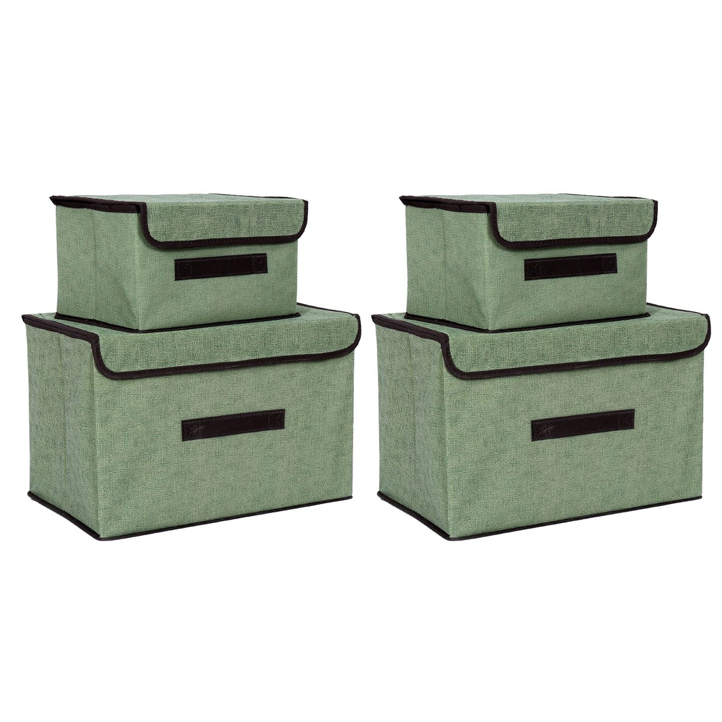 4 Pcs Non Woven Storage Box Case Dustproof Collapsible Two Large and Two Small for Household Home Light Green