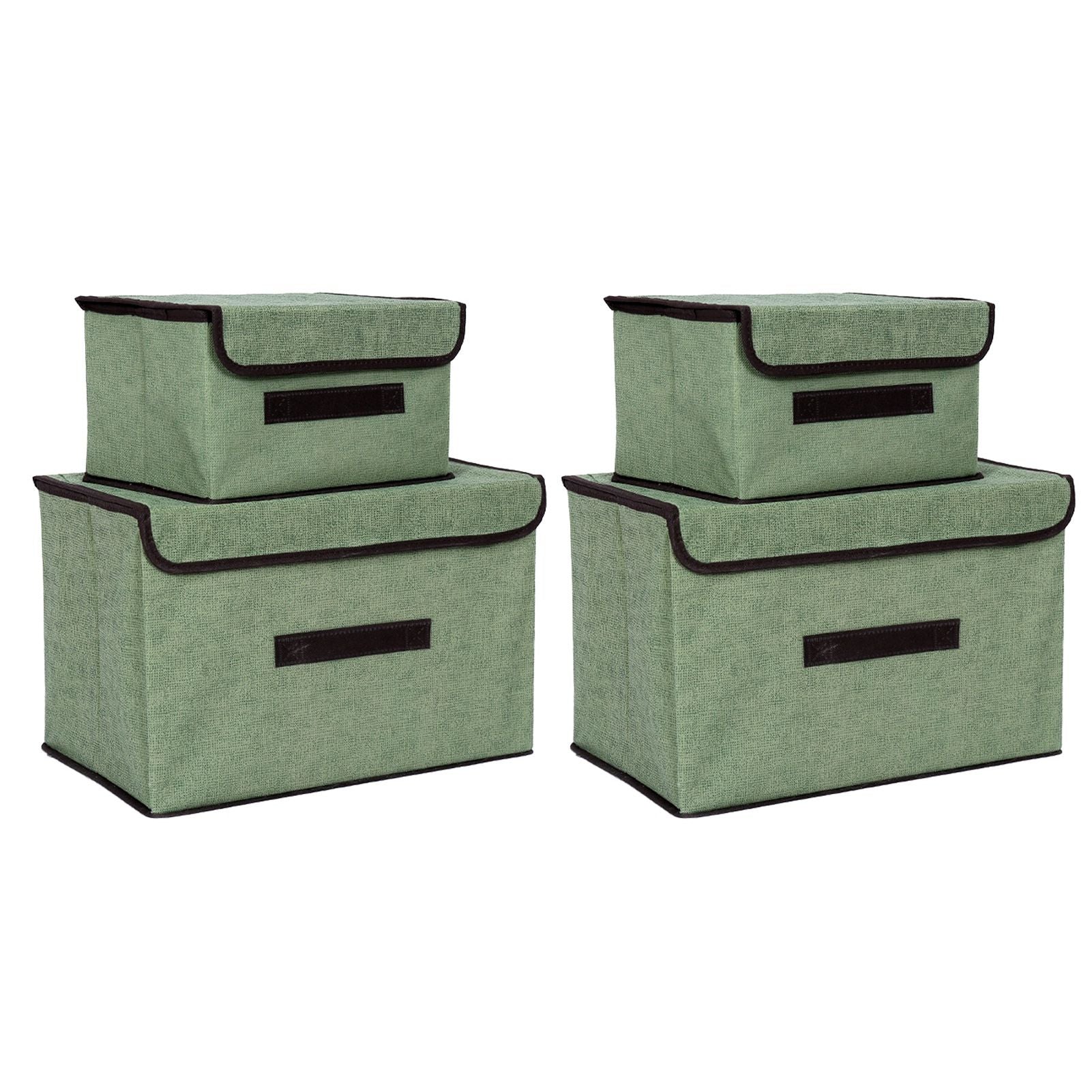 4 Pcs Non Woven Storage Box Case Dustproof Collapsible Two Large and Two Small for Household Home Light Green