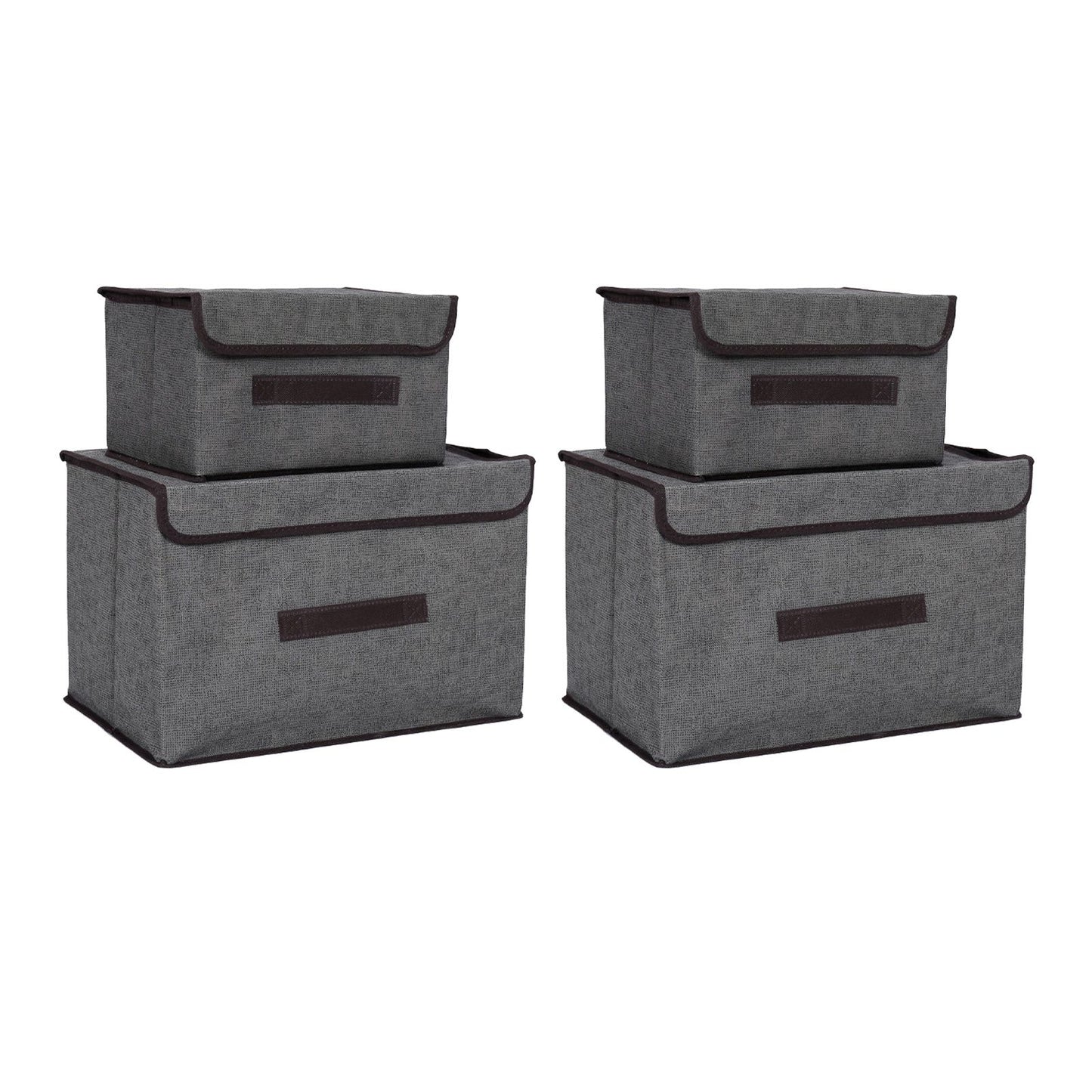 4 Pcs Non Woven Storage Box Case Dustproof Collapsible Two Large and Two Small for Household Home Grey