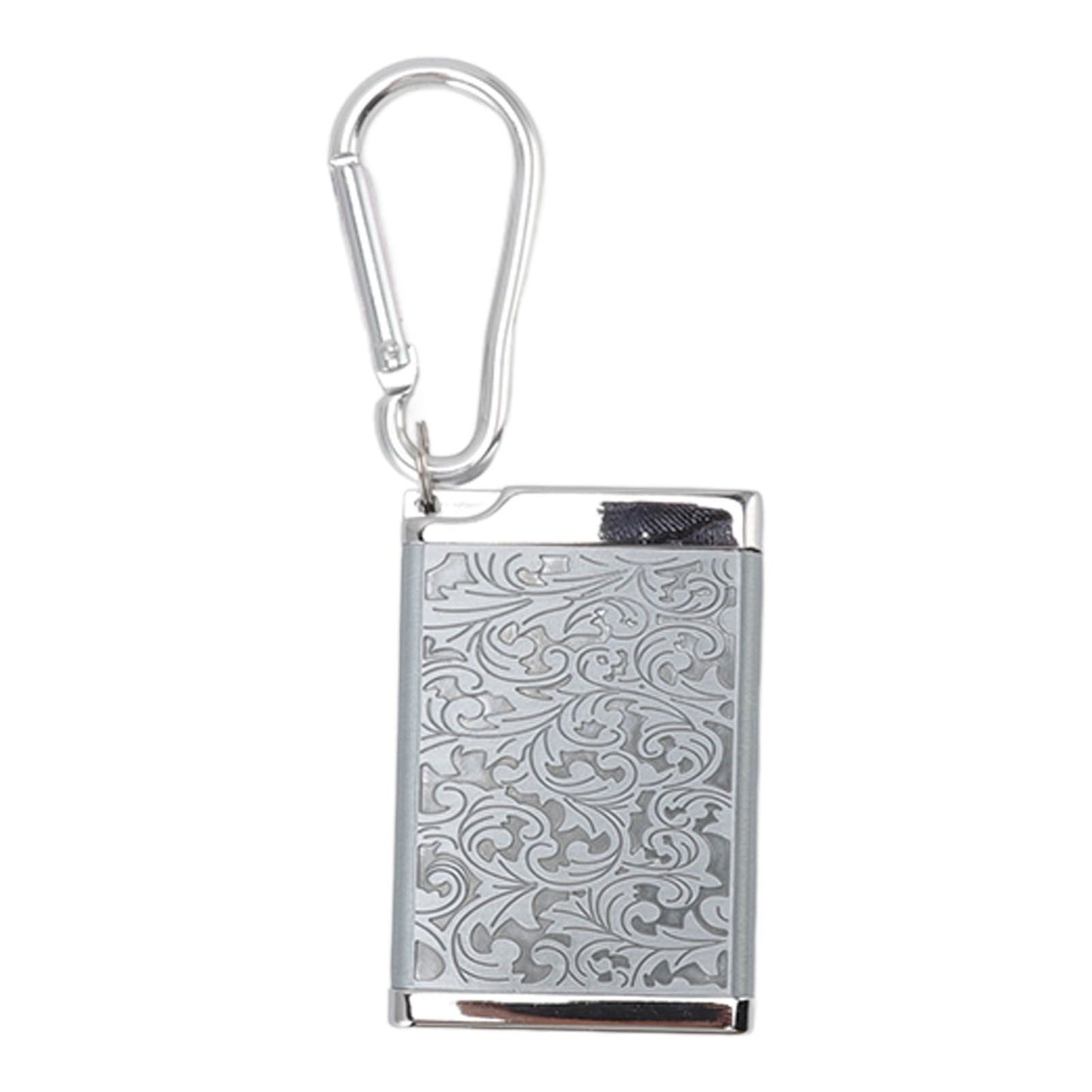 Portable Ashtray with Keychain Aluminum Alloy Pocket Cigarette Ash Box Case Embossed Pattern Silver