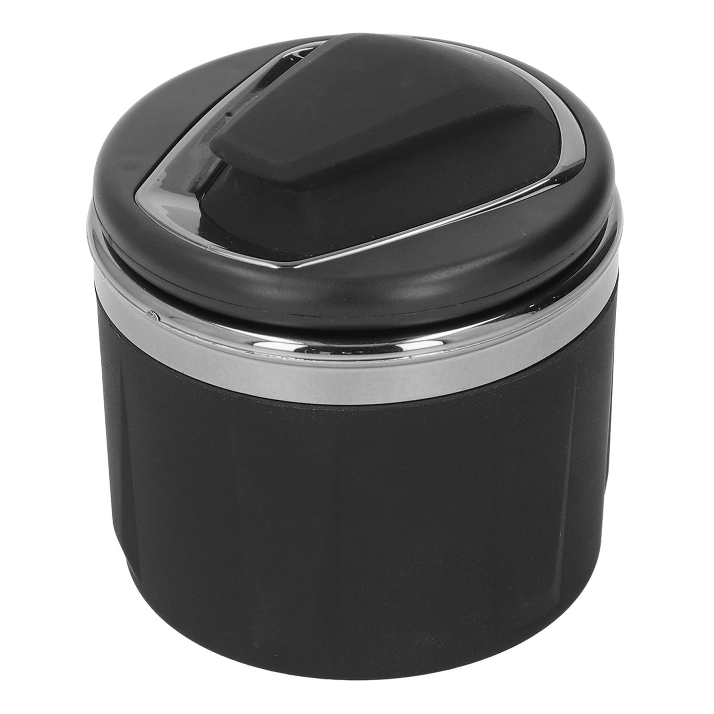 Car Ashtray LED Light with Lid Ceramic Liner Layered Flame Retardant Heat Insulation Smoke Extinguisher Gray
