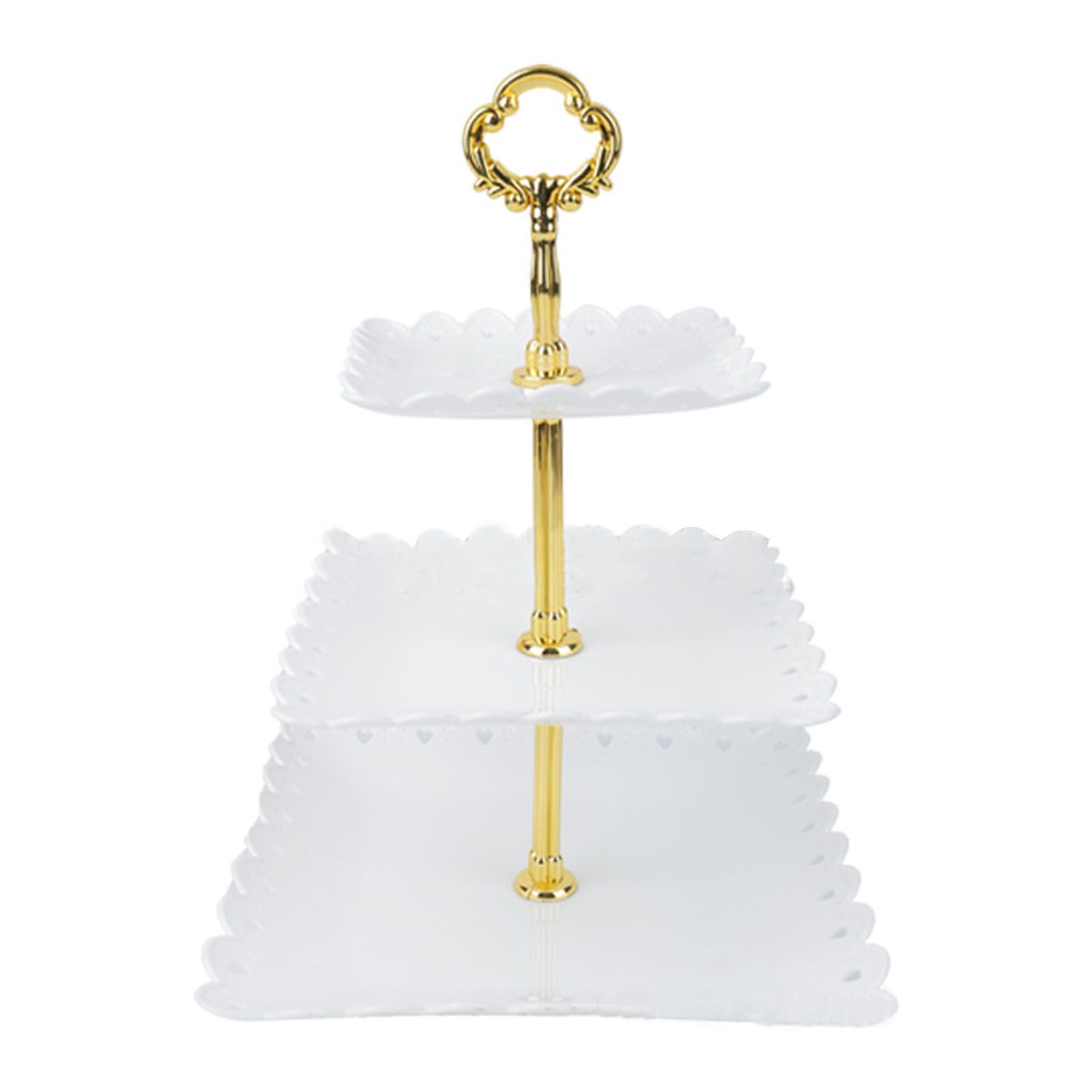 White 3 Tier Cupcake Stand Stable Plastic Decorative Square Dessert Serving Tray Rack for Weddings Parties