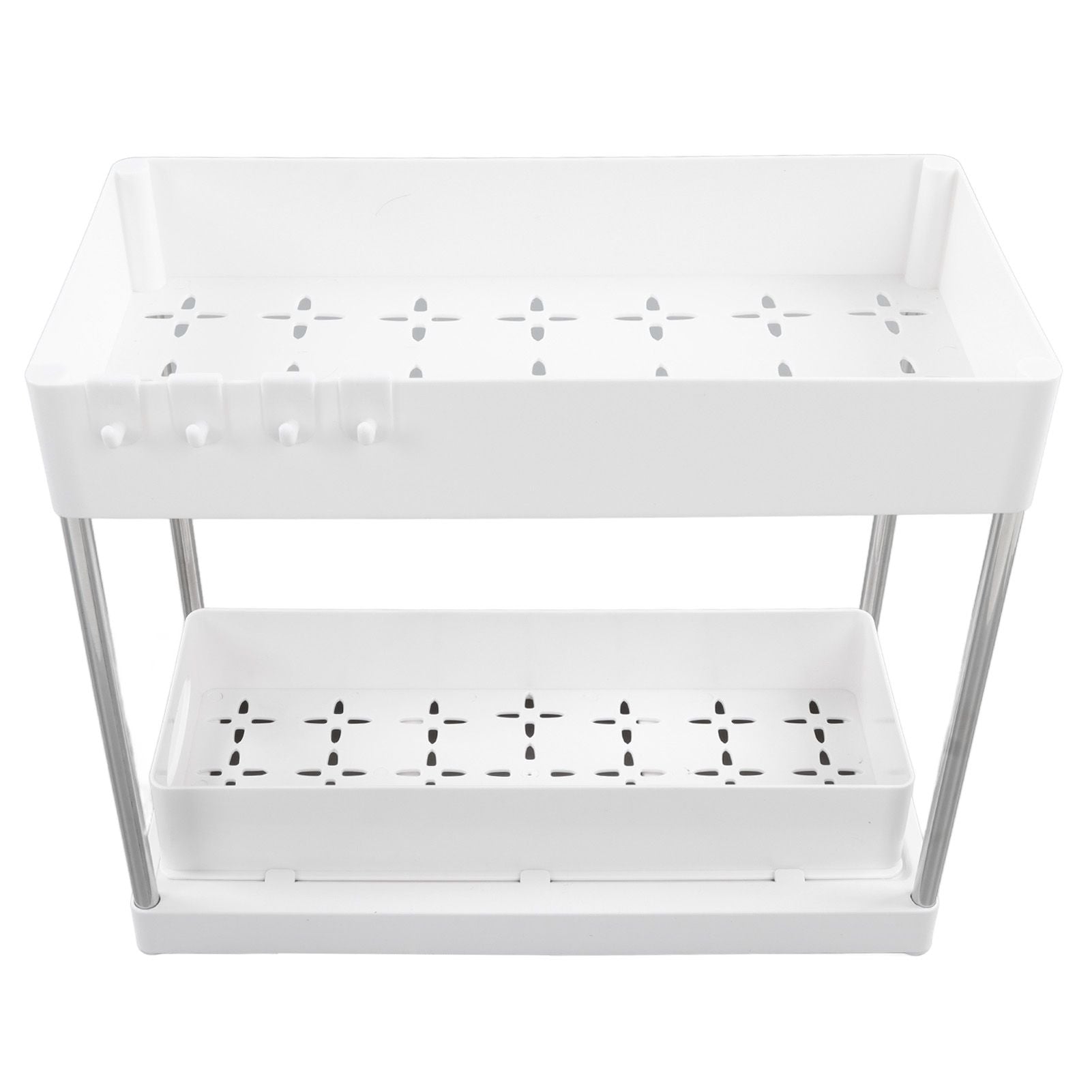 Slide Out Storage Baskets ABS Under Sink Organizer Cabinet Sliding Drawers for Kitchen Bathroom Cosmetic Storage White