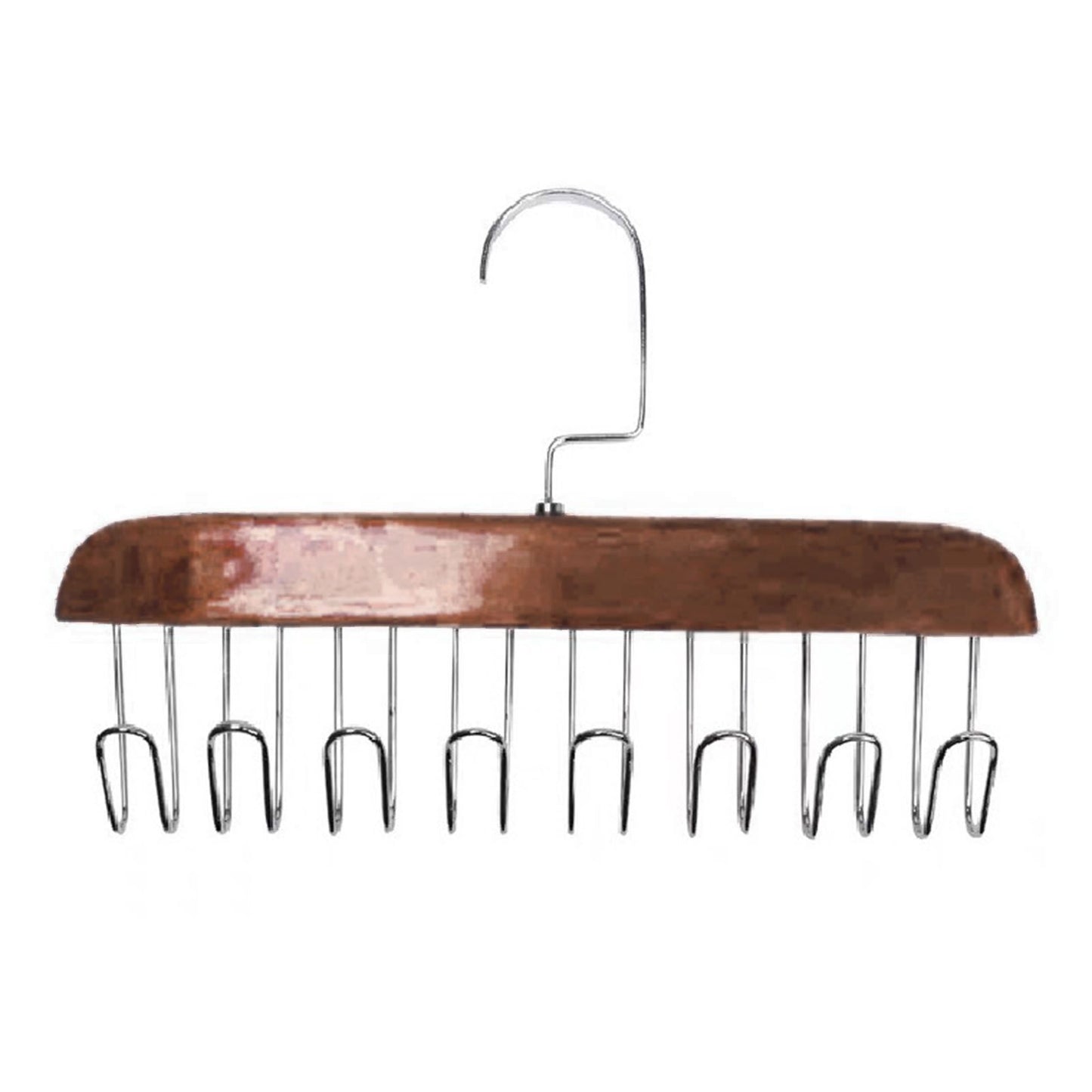 Multifunctional Hanger Punch Free with 8 Hooks Wood and Stainless Steel Cap Holder for Student Dormitory Dark Brown