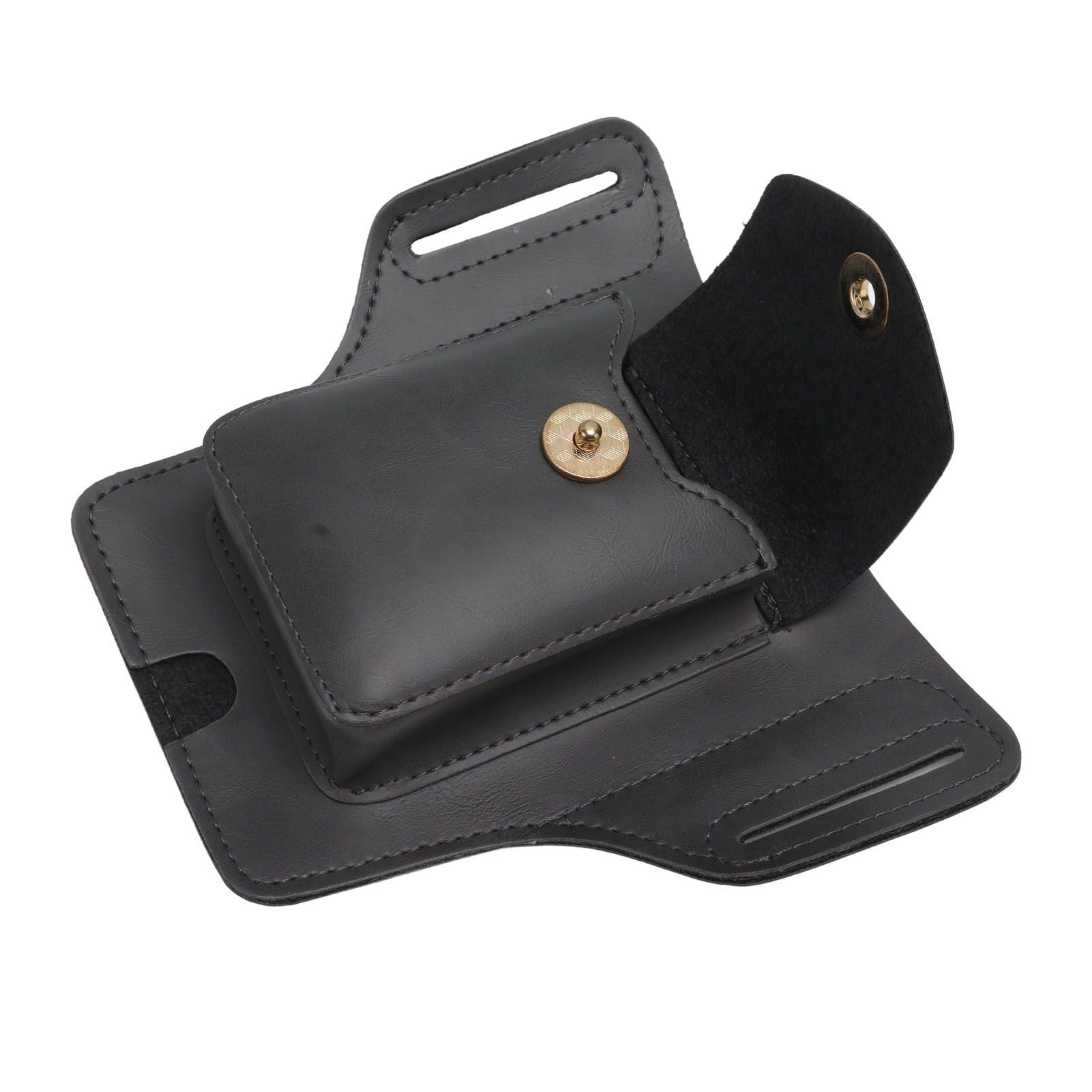 PU Leather Cigarette and Lighter Case Pouch with Belt Loop for 20 Count Cigarette Men's Cellphone Waist Belt Pouch Grey
