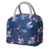 Insulated Lunch Bag Large Capacity Flamingo Pattern Portable Thickened Zipper Lunch Bag for School Work Navy Blue Flamingo