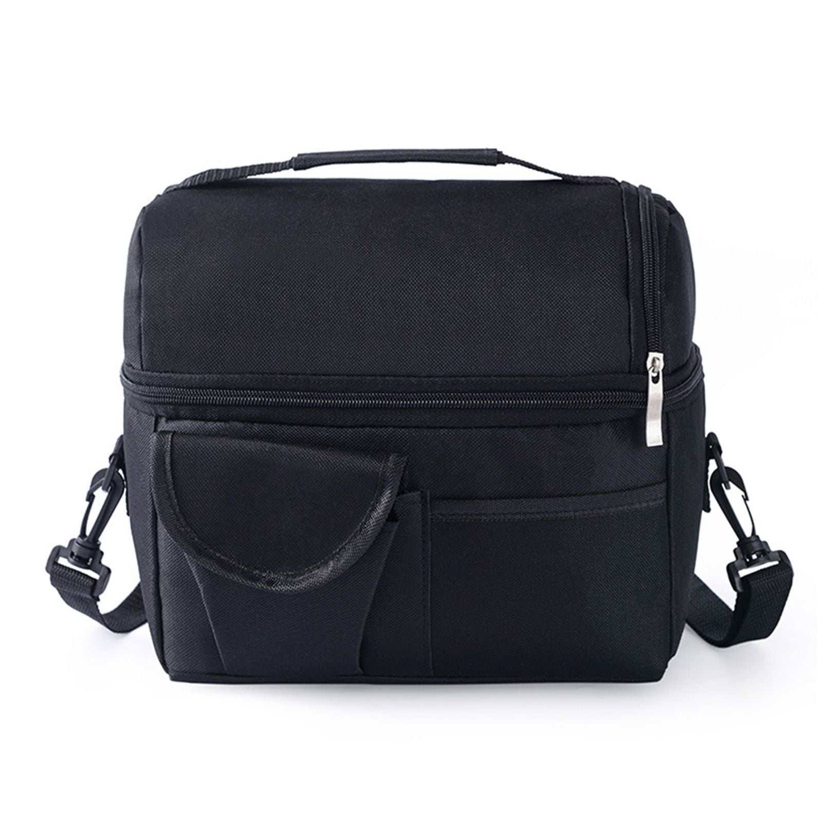 Cooler Bags Insulated Double Layer Large Capacity Oxford Cloth Washable Foldable Heat Insulation Lunch Bag for Office Black
