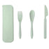 Wheat Straw Cutlery Set Modern Portable Fork Spoon Knife Tableware with Box for Office School Picnic Green