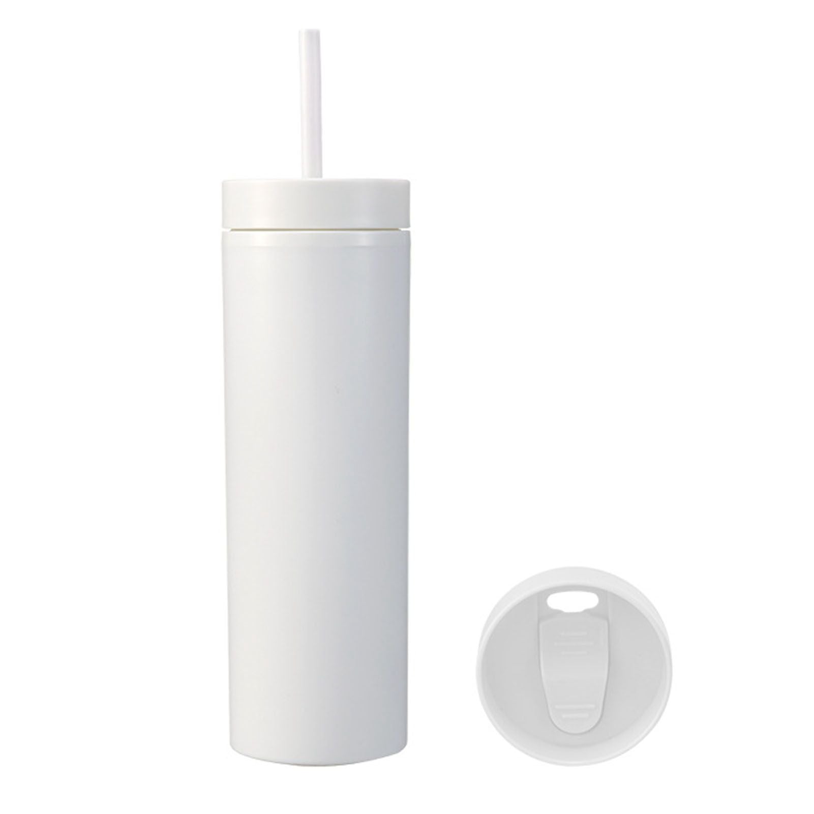 16oz Plastic Tumblers with Lids and Straws Frosting Matte Plastic Drinking Cups for Outdoor Sports White