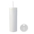 16oz Plastic Tumblers with Lids and Straws Frosting Matte Plastic Drinking Cups for Outdoor Sports White