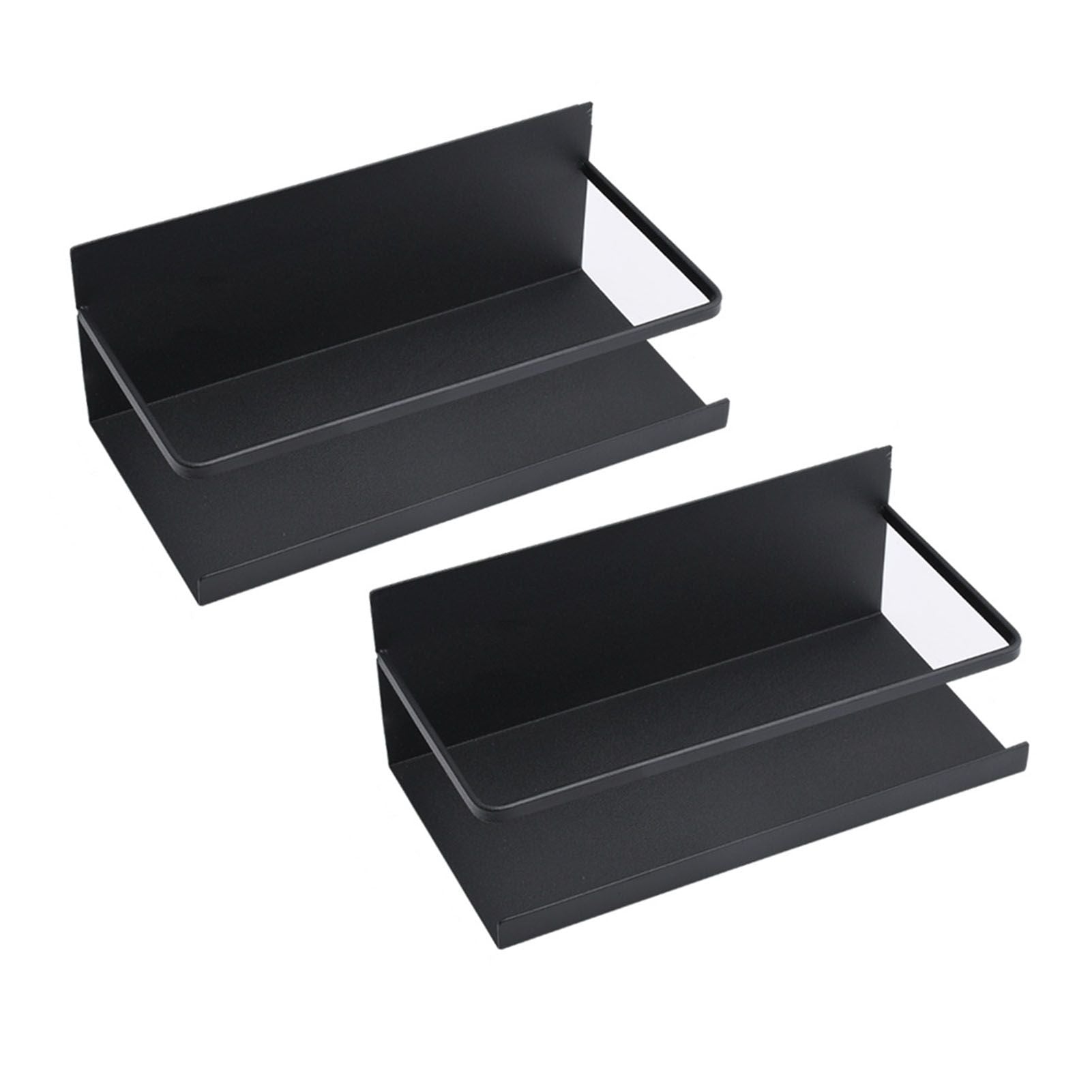 2pcs Magnetic Spice Rack Refrigerator Storage Rack Multi Function Kitchen Storage Shelves Rack Black
