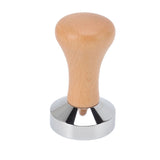304 Stainless Steel Flat Base Coffee Tamper Wooden Handle Coffee Press Hammer for Home Shop