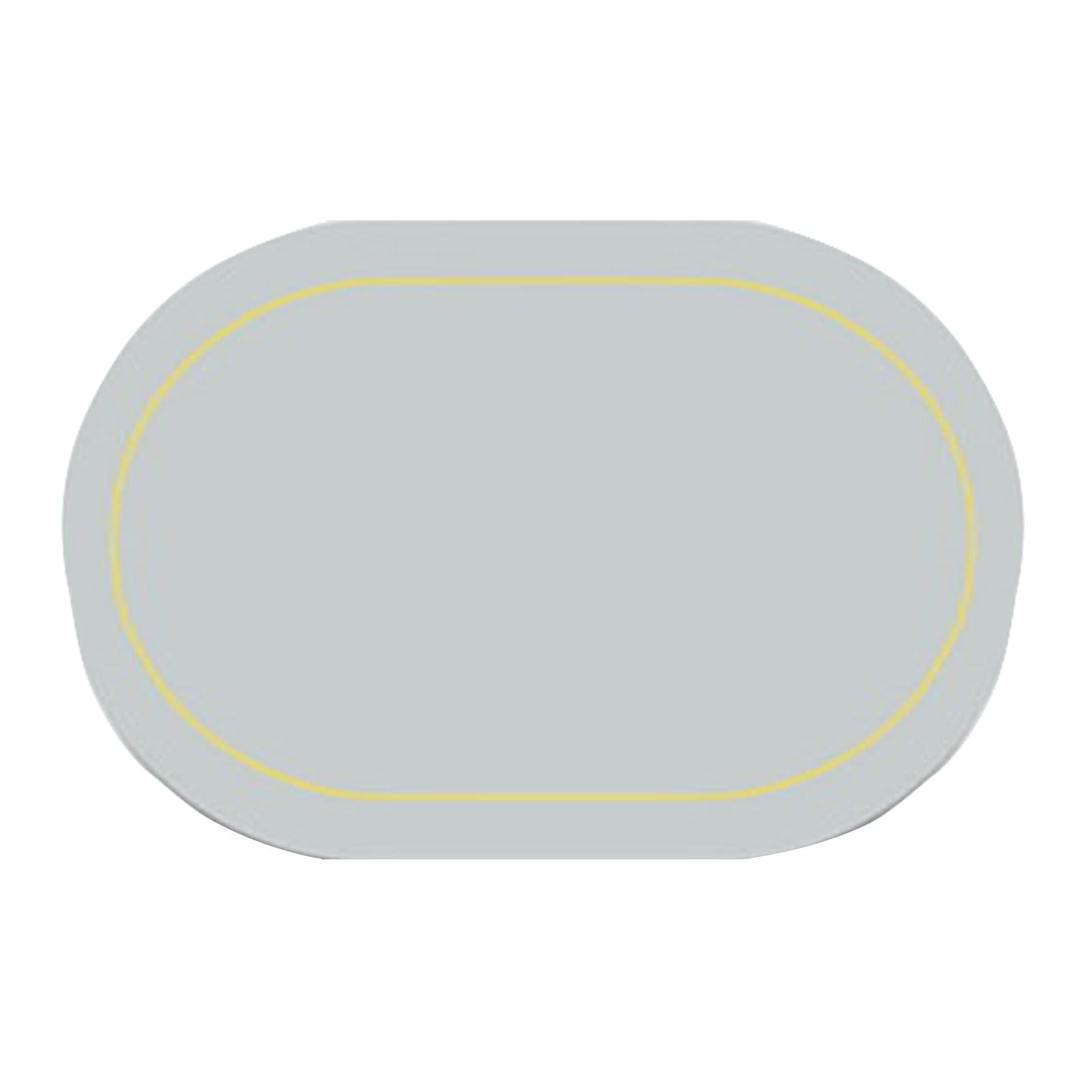 2Pcs Leather Oval Dining Food Mat Oil Proof Insulation Restaurant Table Home Hotel Non Slip Bowl Pad Placemat Light Gray