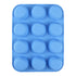 12 Cupcake Pan Soft Silicone Round Shape Easy Release Muffin Pan for Cupcake Muffin Gelatin Soap Candle Blue