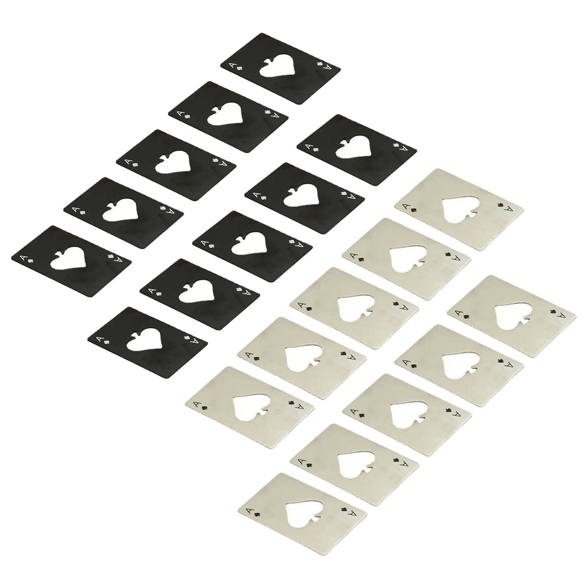 20 Pcs Poker Card Bottle Opener Beer Openers Stainless Steel Black Silver Cup Mat for Wallet Gifts