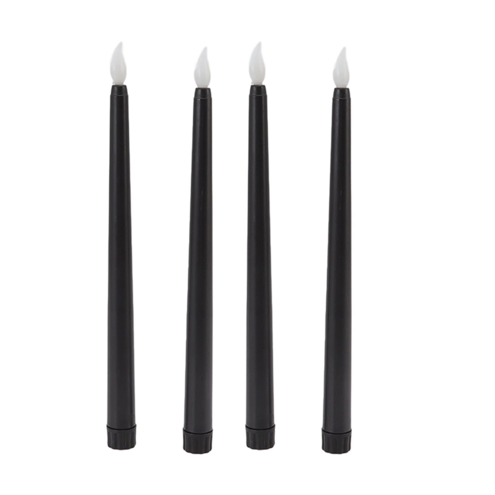 4 Pcs LED Candles Smoke Free Flameless Safe Environmentally Friendly Warm Light Electric LED Taper Candle Black