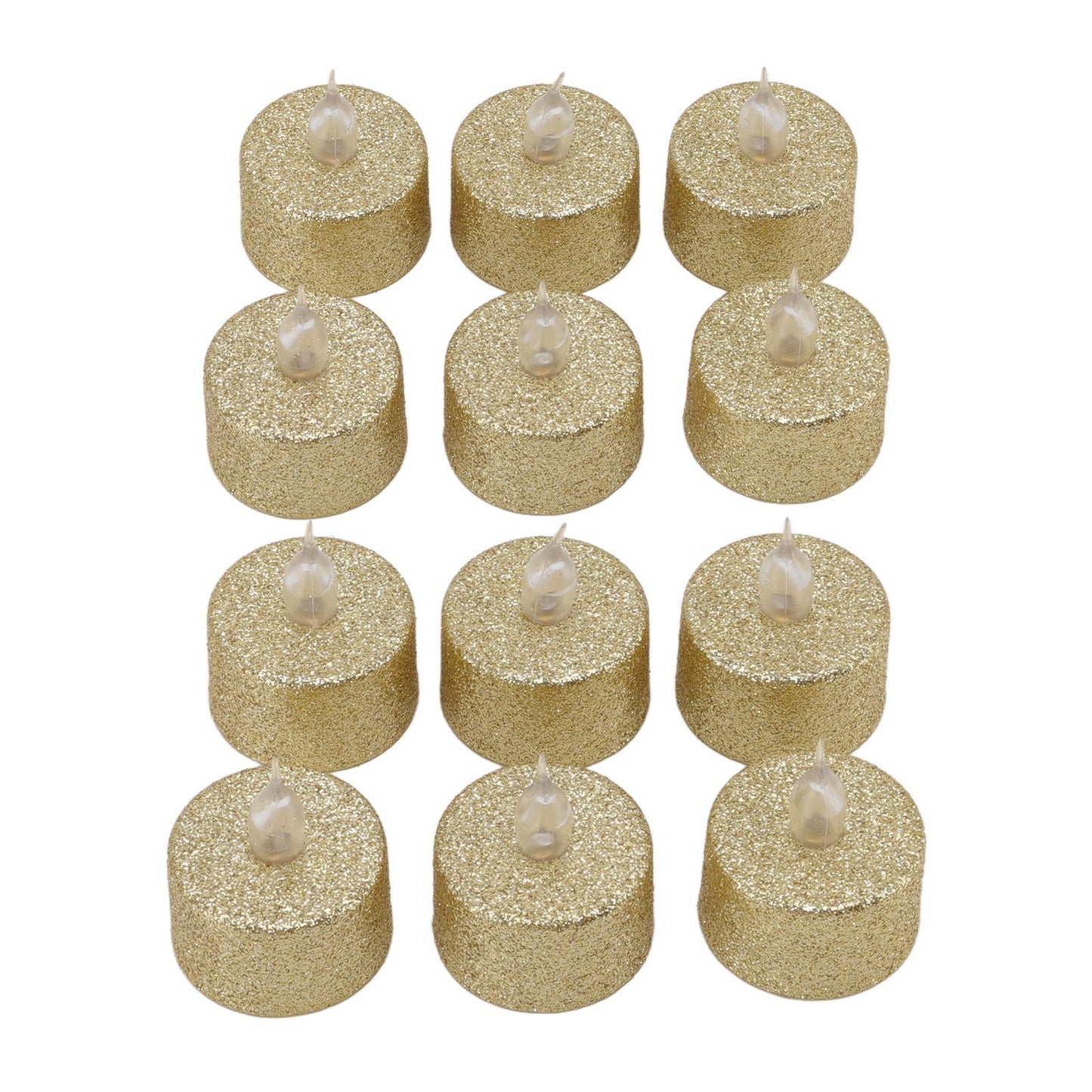 LED Candle Light Flameless Battery Operated Decorative Electronic Tea Light for Christmas Wedding 12pcs Gold