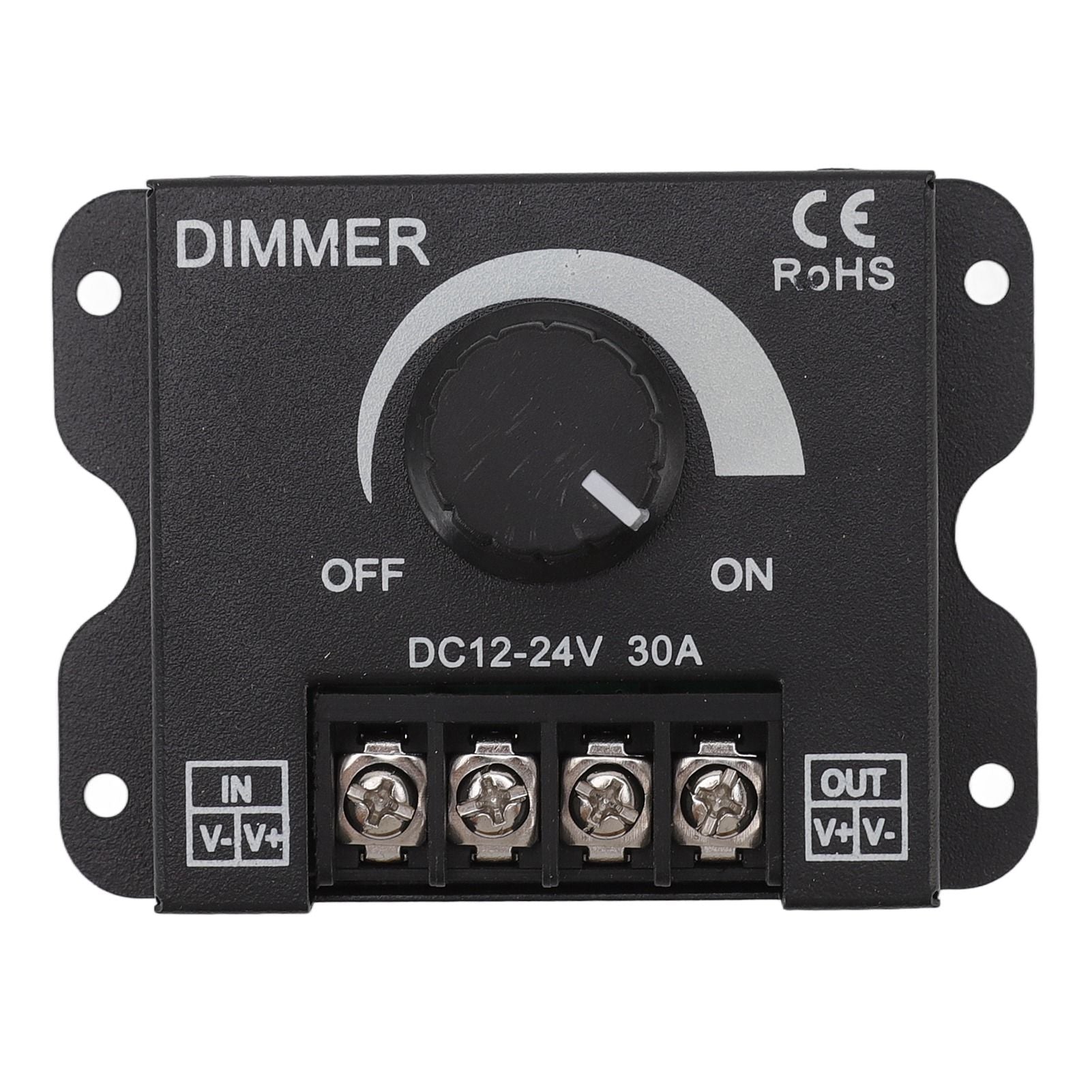 LED Dimmer Single Channel PWM Lighting Stepless Dimming Controller for 5050 3528 Single Color Light Strips DC 12V‑24V 30A