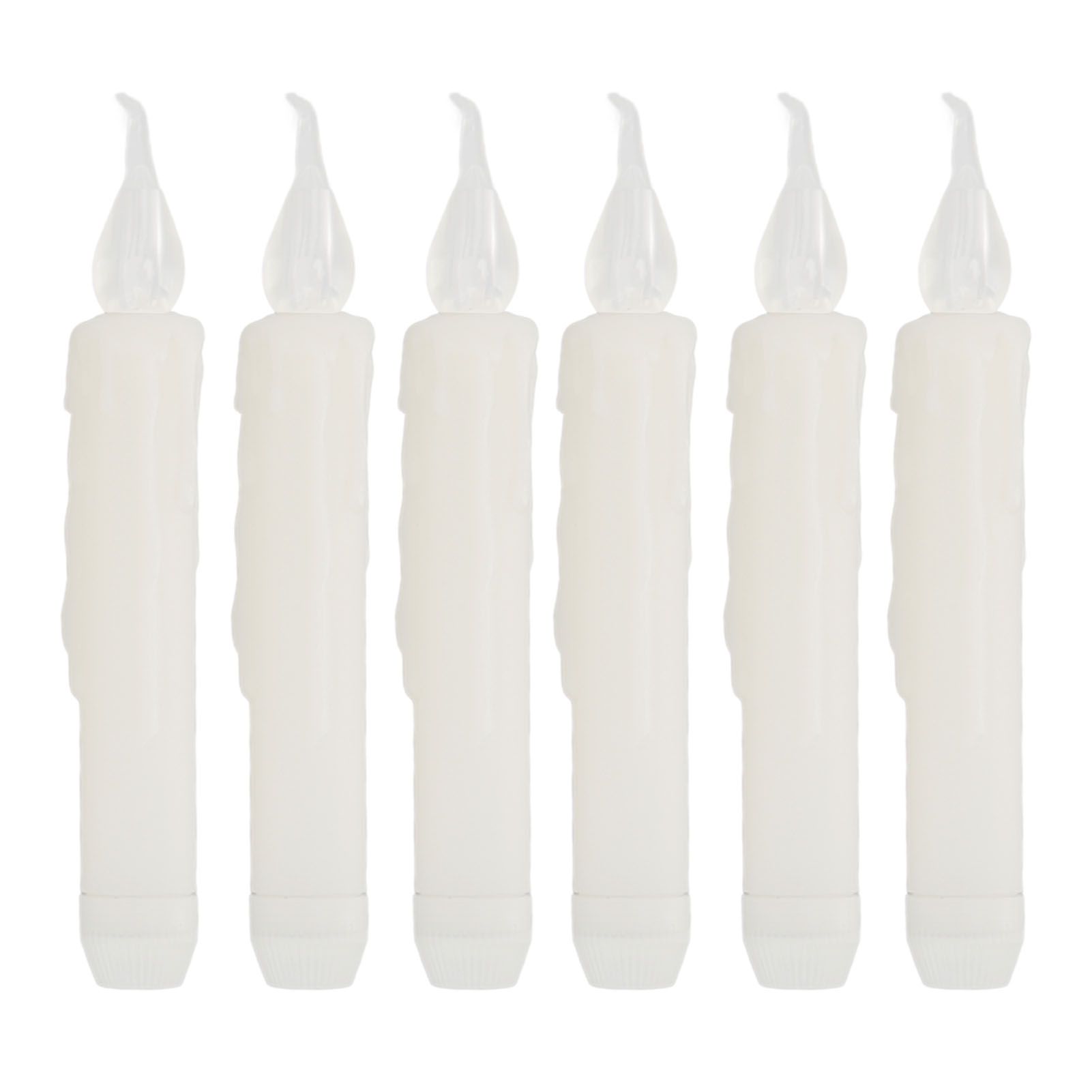 6 Pcs LED Taper Candles Smokeless Reusable Warm Light Long Strip Candle Lights for Parties Weddings Family Gatherings