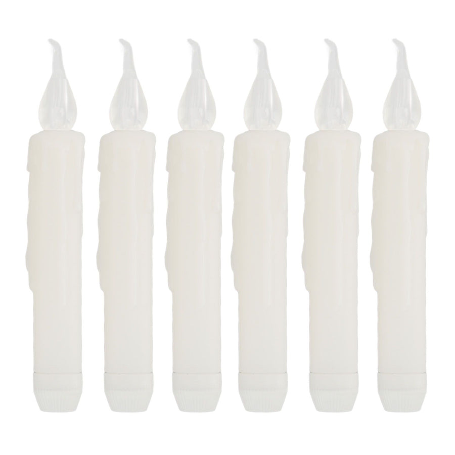 6 Pcs LED Taper Candles Smokeless Reusable Warm Light Long Strip Candle Lights for Parties Weddings Family Gatherings