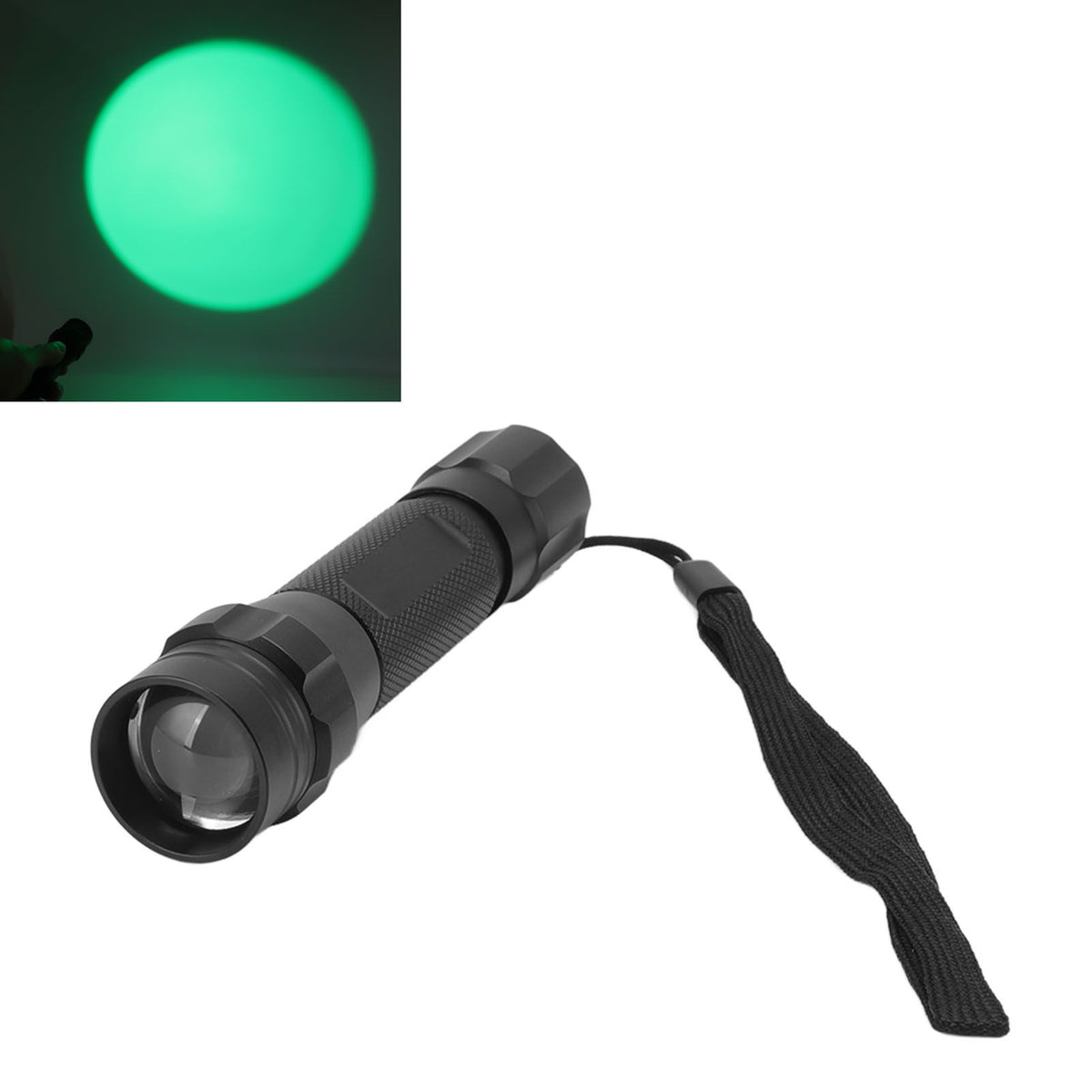 Green Light LED Flashlight Zoomable Portable Single Mode Green Hunting Light Flashlight for Observation Astronomy Camping