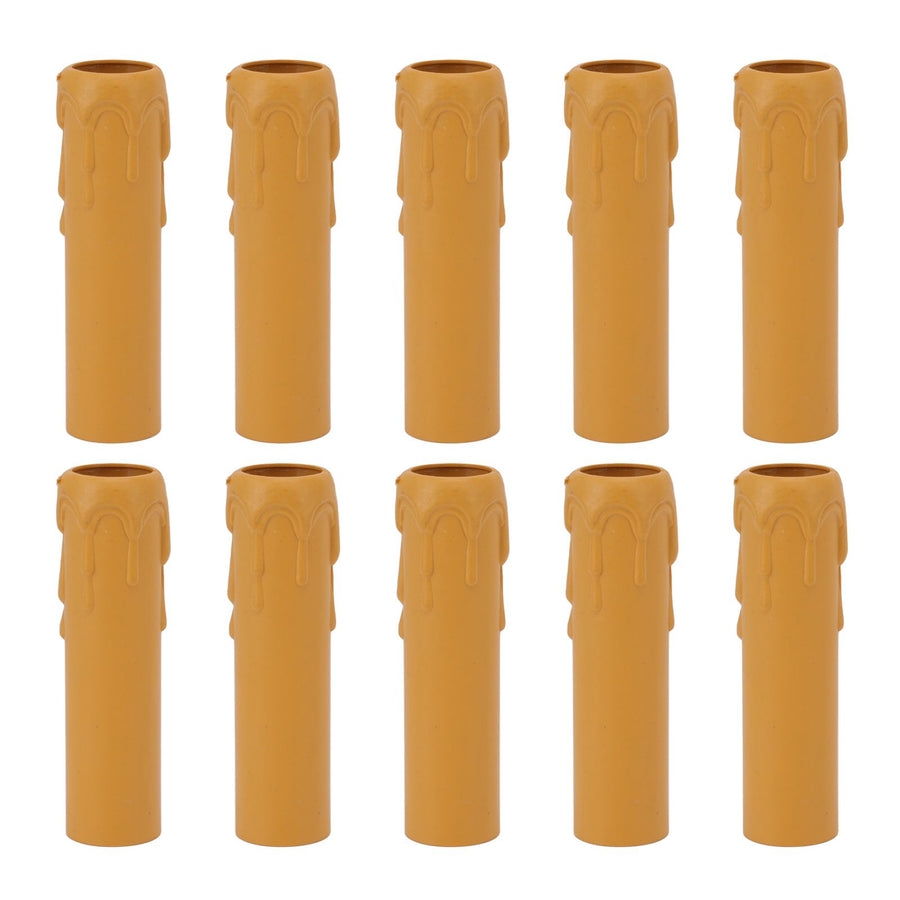 10pcs 4 Inch Candle Covers Sleeves Simulation Vintage Wax Drop Candle Socket Covers for Chandelier Yellow