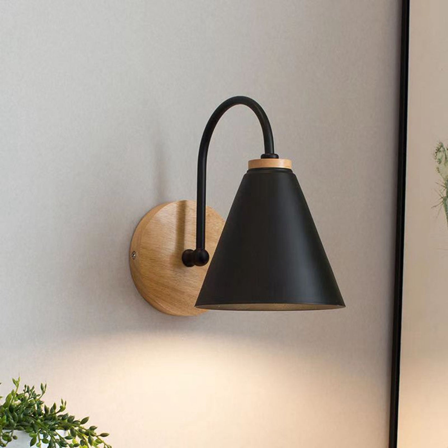 Corridor Wall Lamp Iron Lampshade Wall Mounted Curved Light for Bedroom Living Room Study Without Lamp Bulb Black
