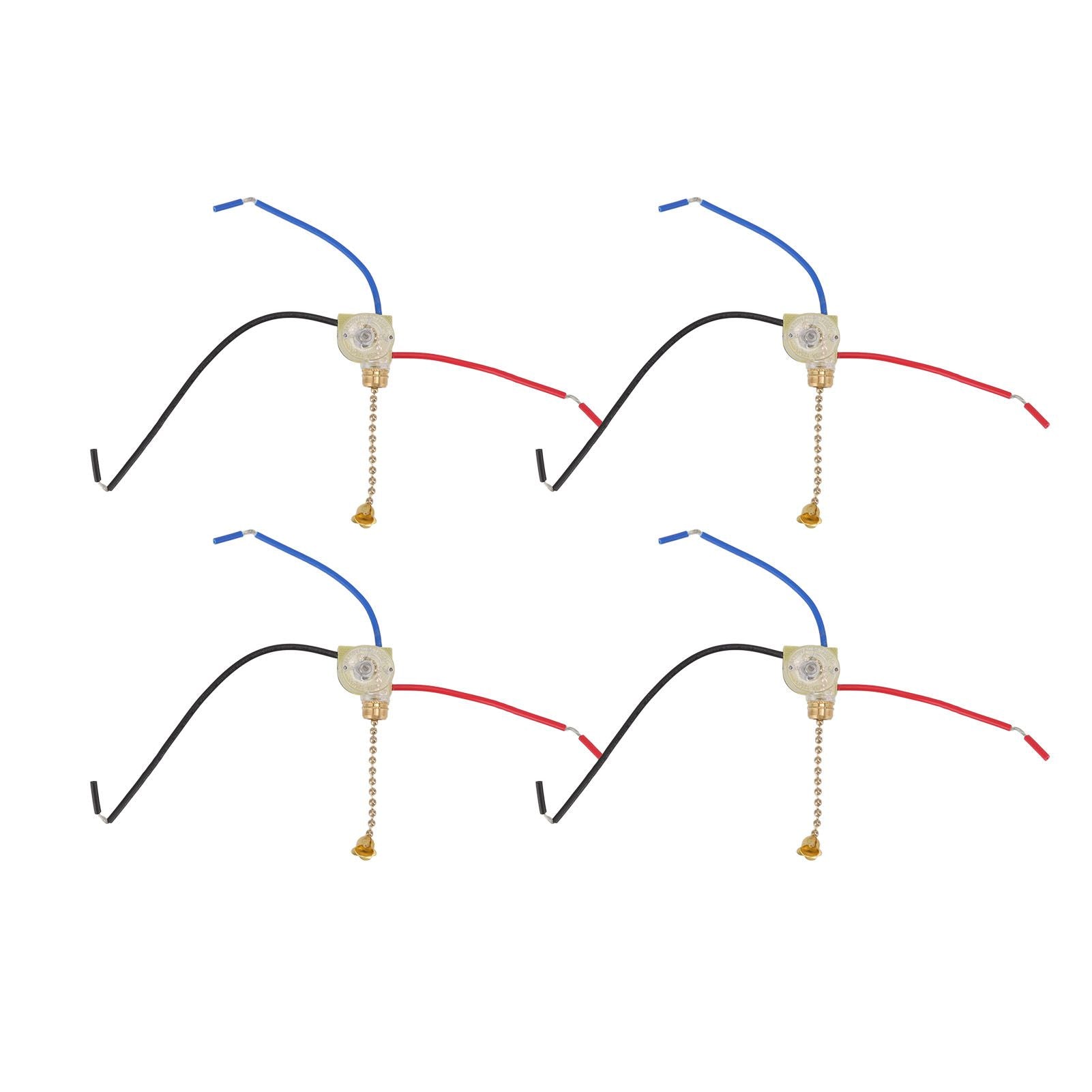 4Pcs Ceiling Fan Light Switch Replacement Lamp Pull Chain Switch 3 Wire Ceiling Fan Lamp Switch 250V 125V Gold