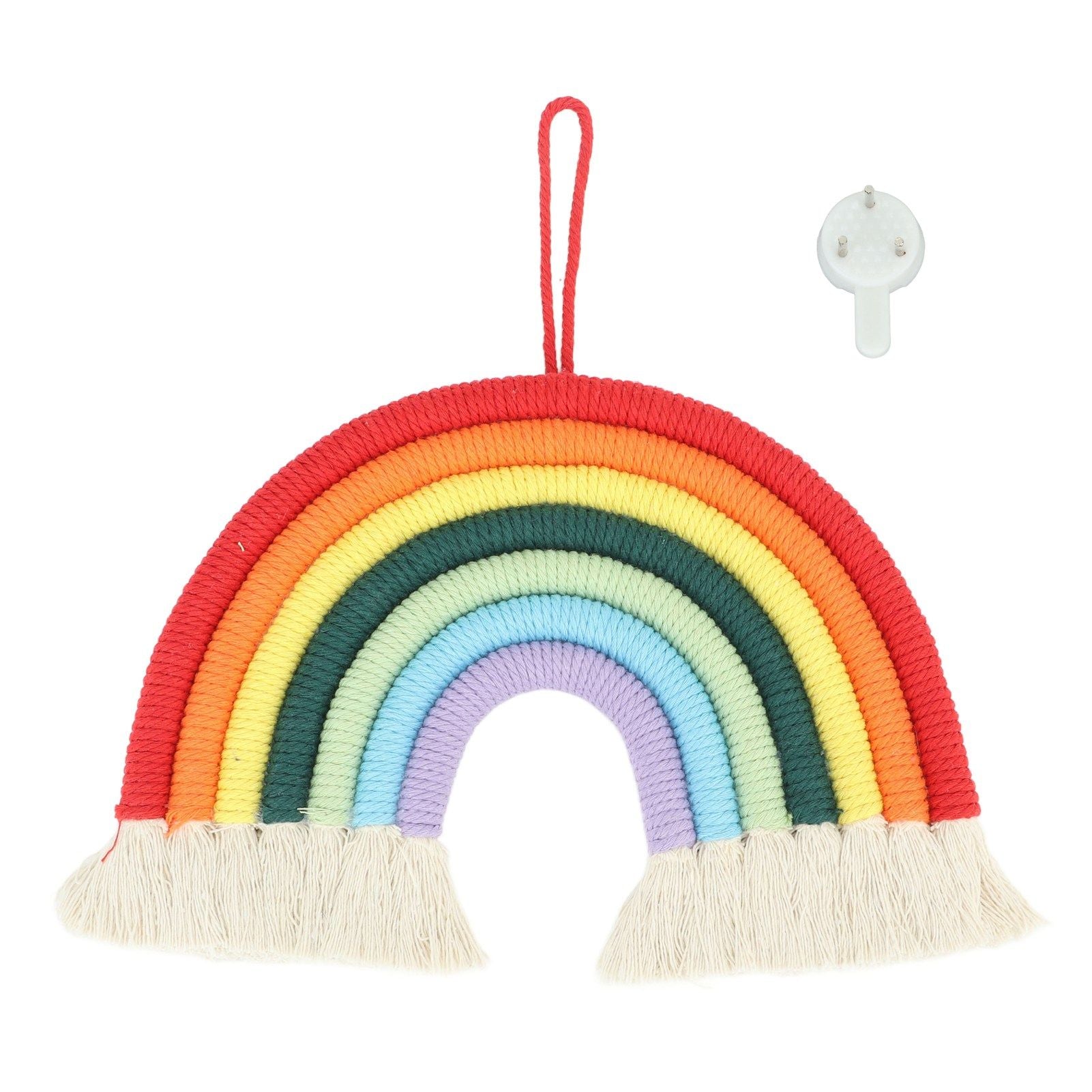 Macrame Woven Rainbow 7 Colors Hand Woven Rainbow Wall Hanging Tassel Decoration for Home Room Photo Prop BZ-701