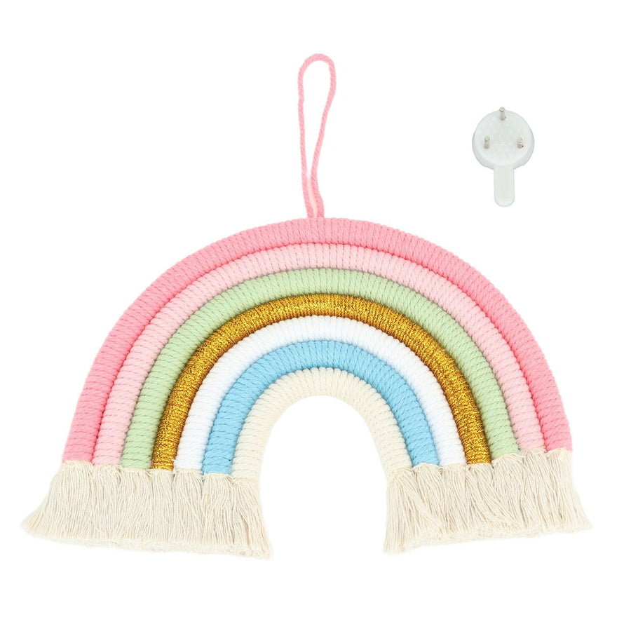Macrame Woven Rainbow 7 Colors Hand Woven Rainbow Wall Hanging Tassel Decoration for Home Room Photo Prop BZ-703