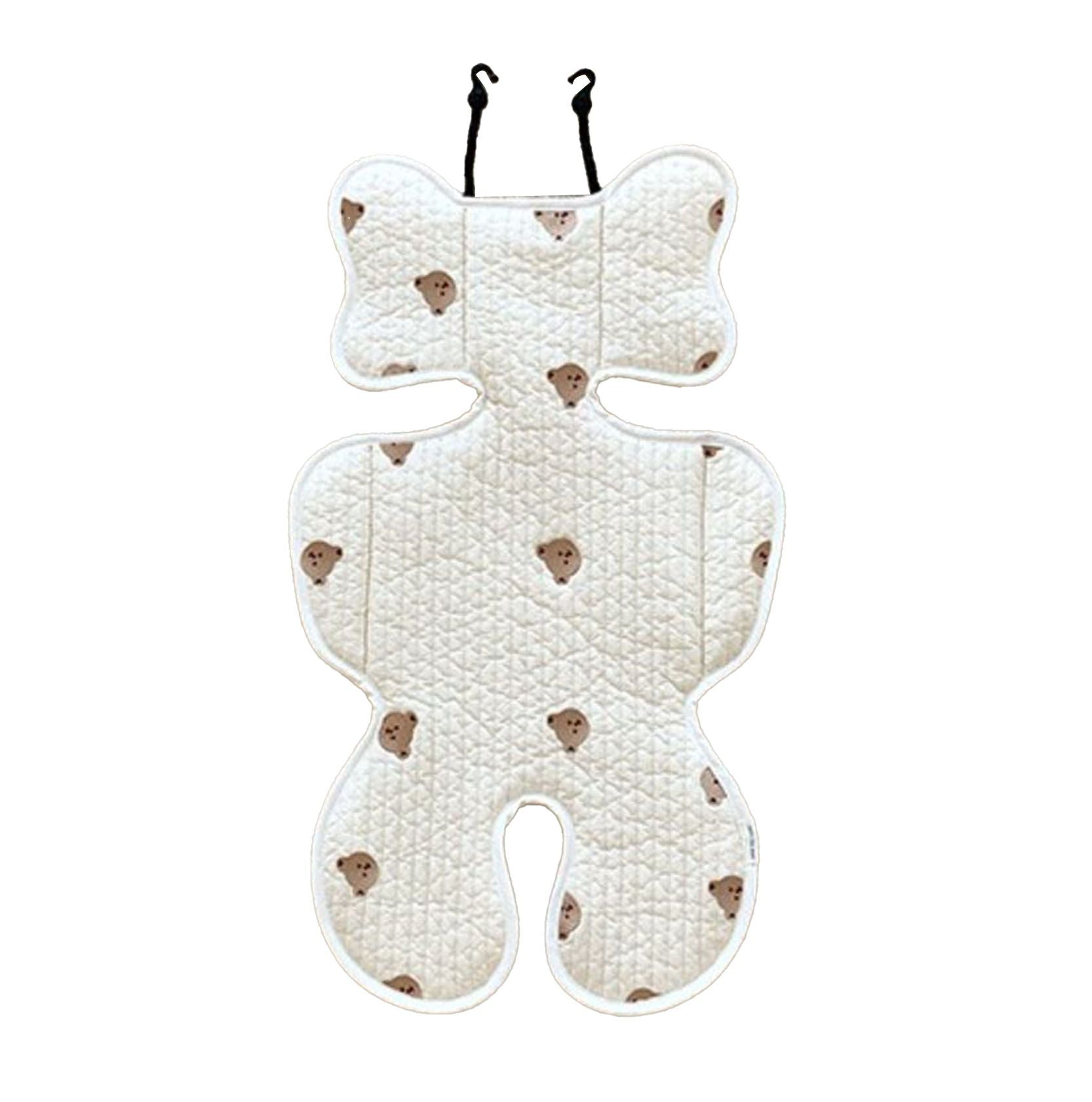 Soft Baby Stroller Seat Cushion Breathable Pure Cotton Infant Car Seat Head Neck Body Support Thin Style Bear