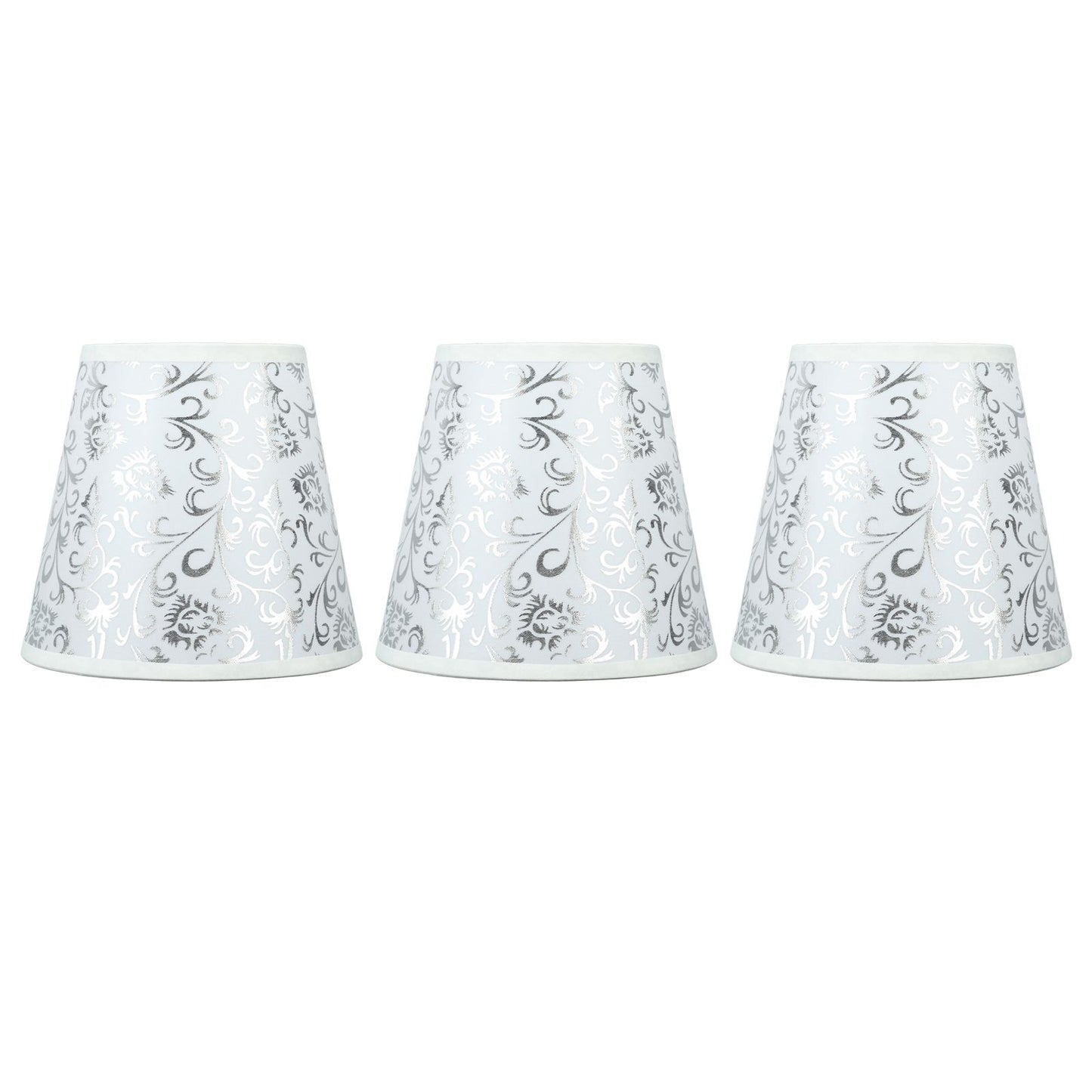 Cloth Lampshade Clip On Installation Modern Fabric Lamp Shades for E14 Bulb Chandelier Table Lamp 3pcs Silver