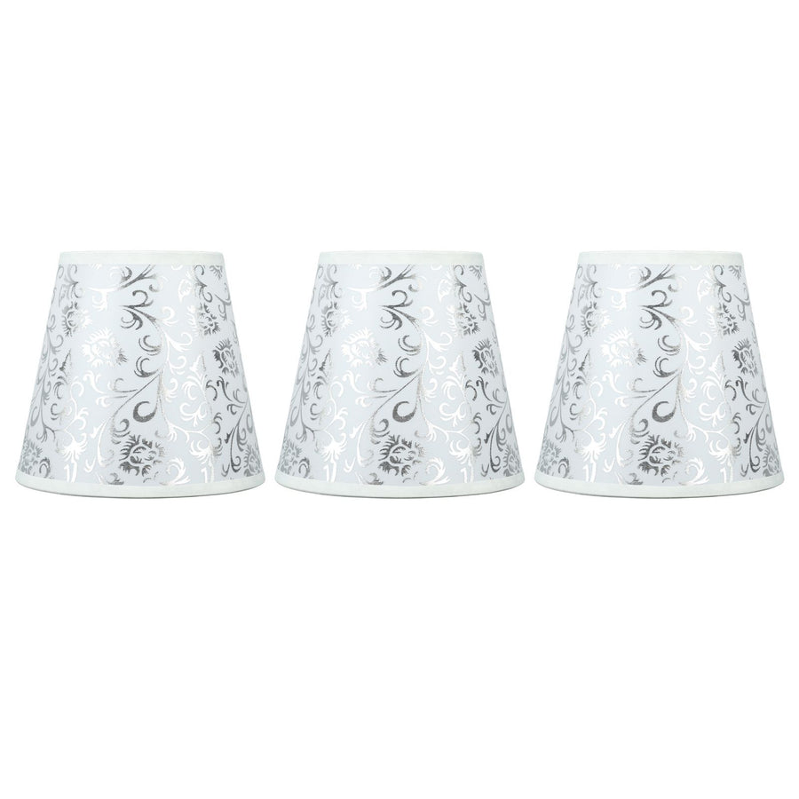 Cloth Lampshade Clip On Installation Modern Fabric Lamp Shades for E14 Bulb Chandelier Table Lamp 3pcs Silver