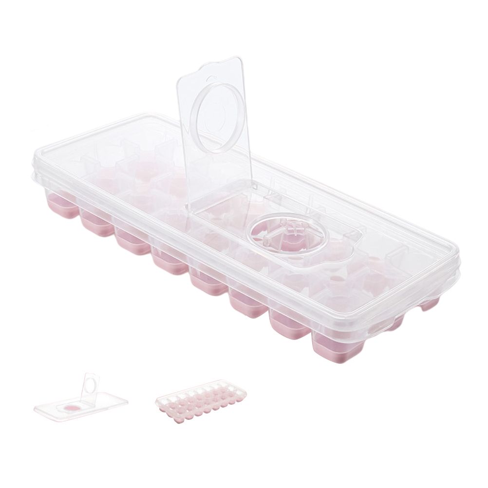 24 Grid Ice Cube Tray with Lid Covered Ice Cube Trays No Spill Ice Cube Cube Box Silicone Ice Cube Maker Tray
