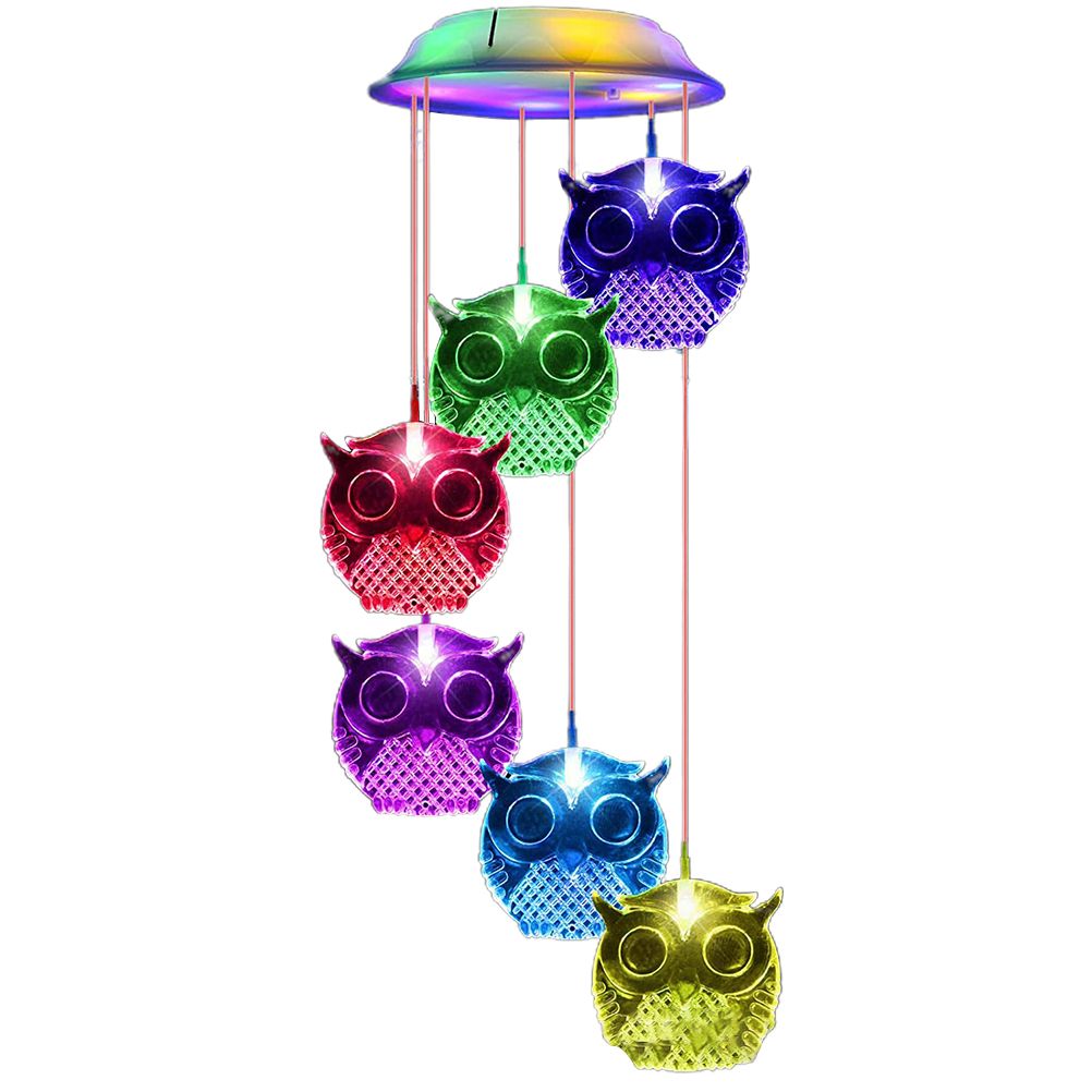 Owl Solar Wind Chime Light Waterproof Color Changing Outdoor Solar Garden Decorative Lights for Mother Day Mom Birthday Yard Garden Decoration