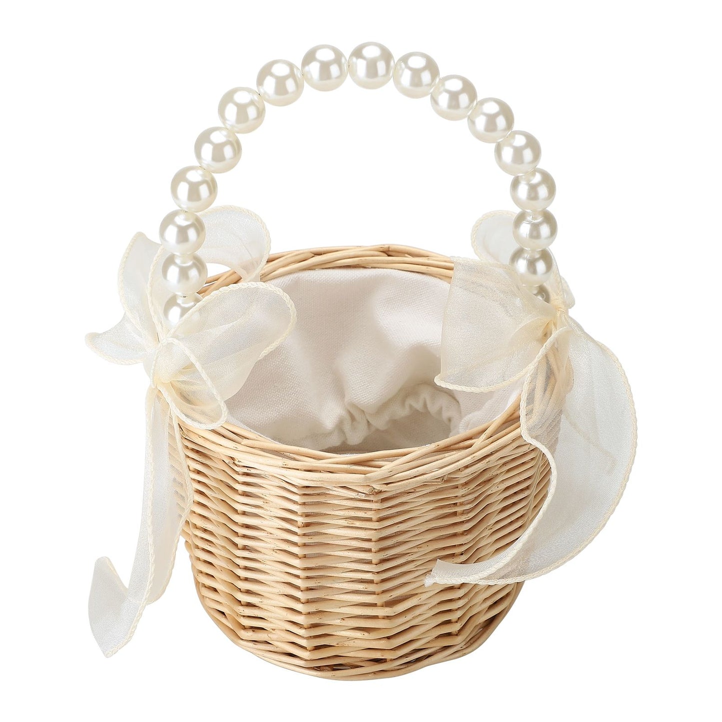 Wedding Ceremony Ring Pillow Flower Basket Portable Burlap Bowknot Vintage Wedding Basket