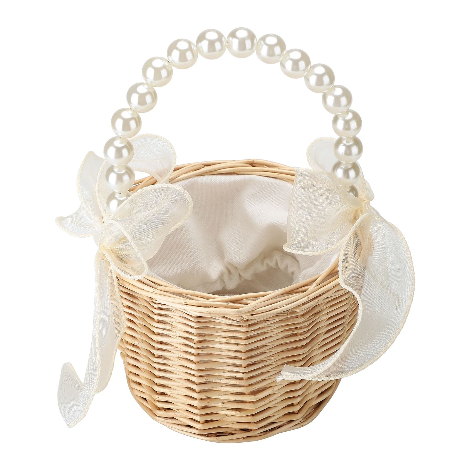 Wedding Ceremony Ring Pillow Flower Basket Portable Burlap Bowknot Vintage Wedding Basket