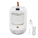 Mini Air Conditioner Humidifier Aromather 3 Gears 5 Blades USB Charging Night Light Water Cooling Fan White