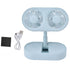Desktop Double Fan Dual Motor 135° Angle Adjustable Handheld Fan Three Levels Adjustable Low Noise Operation Fan for OfficeBlue